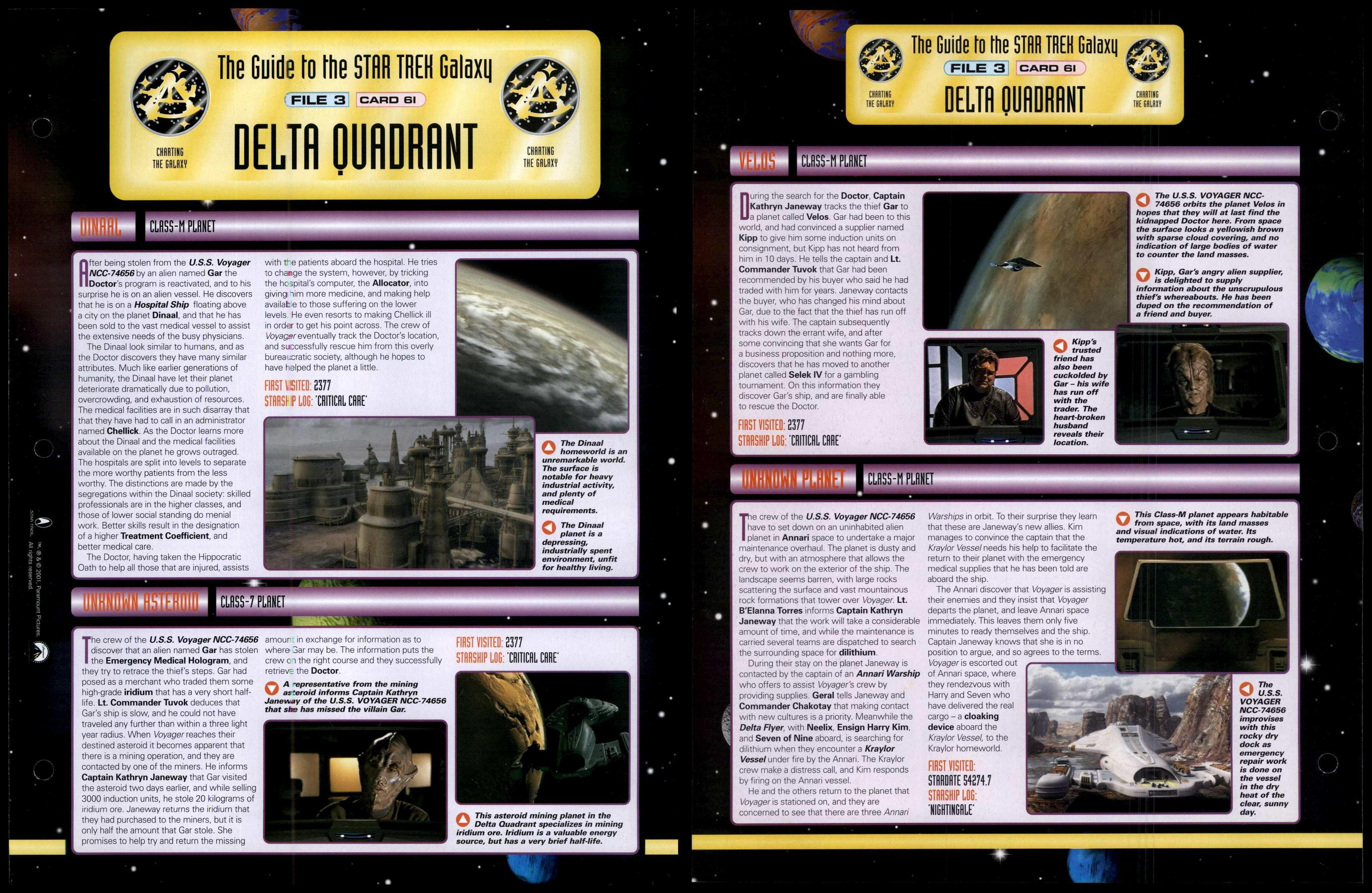 Delta Quadrant Card 6I B Charting The Galaxy Star Trek Fact