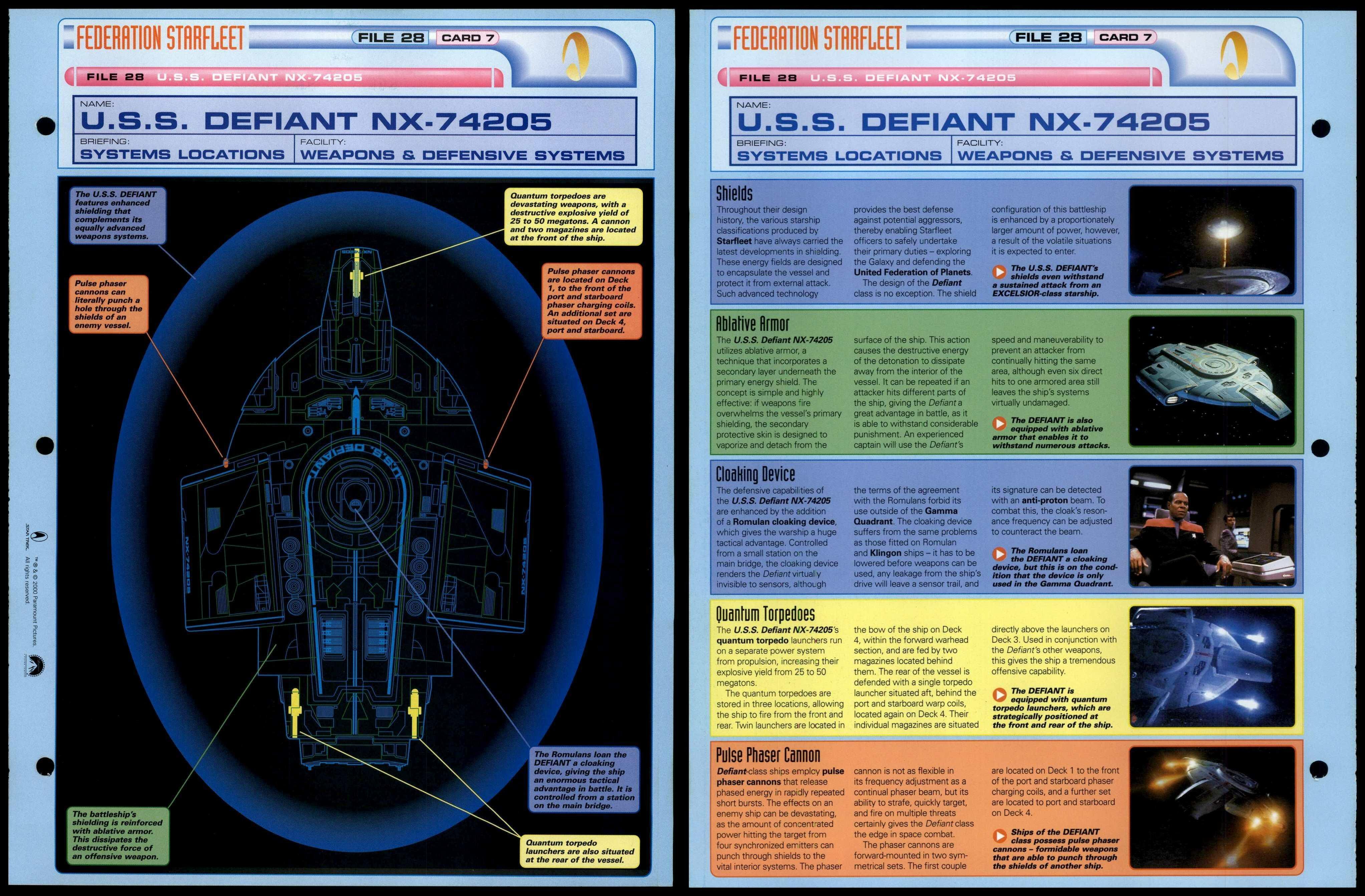 Weapons & Defensive Systems - USS Defiant - Star Trek Fact File Page