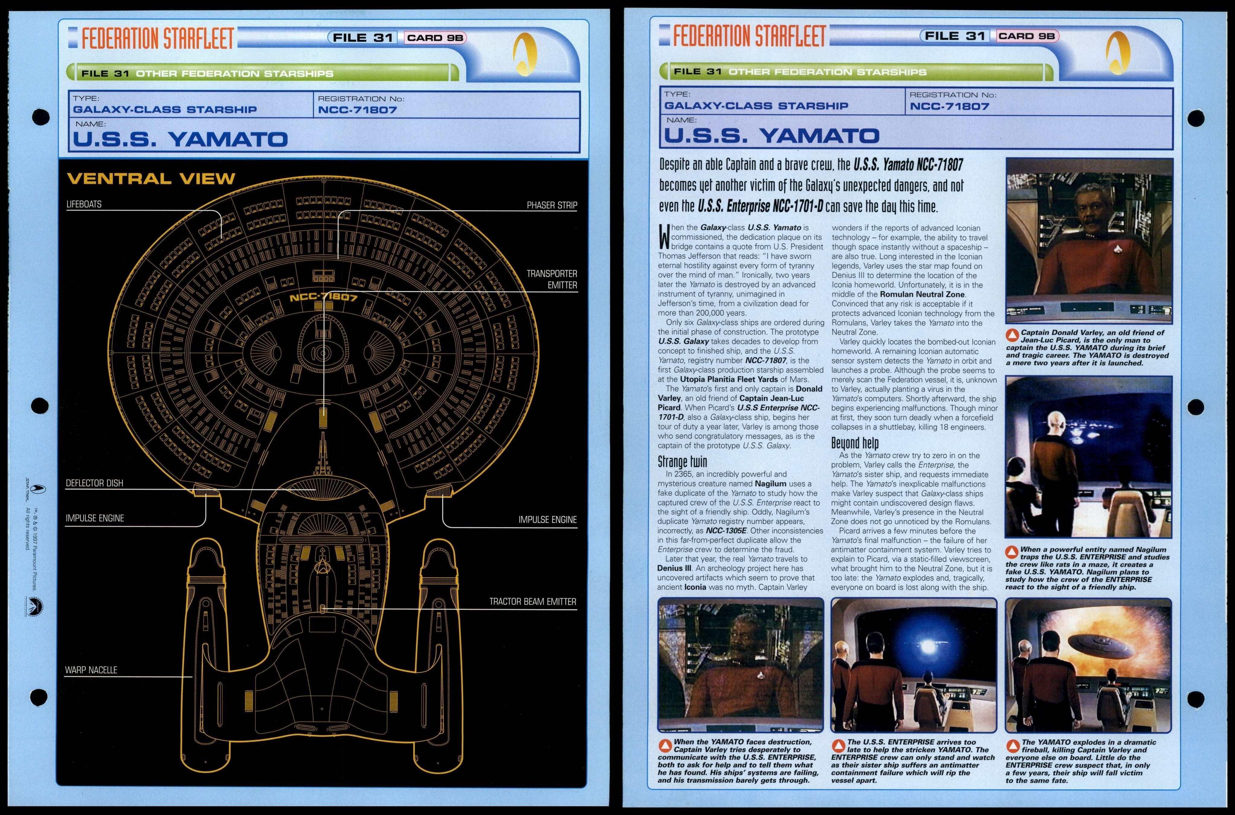 USS Yamato - Other Starships - Star Trek Fact File Page