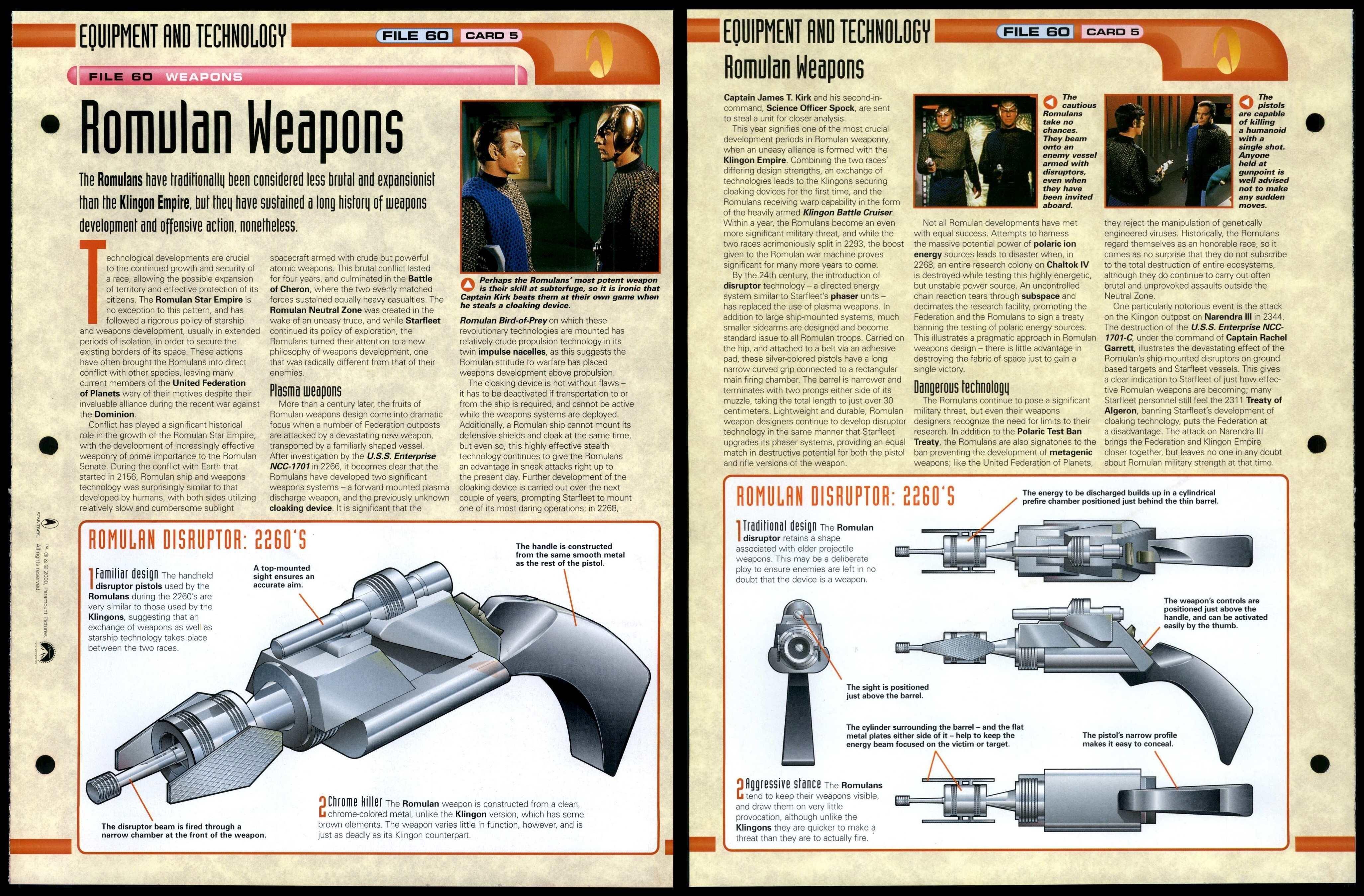 Romulan Weapons - Weapons - Star Trek Fact File Page