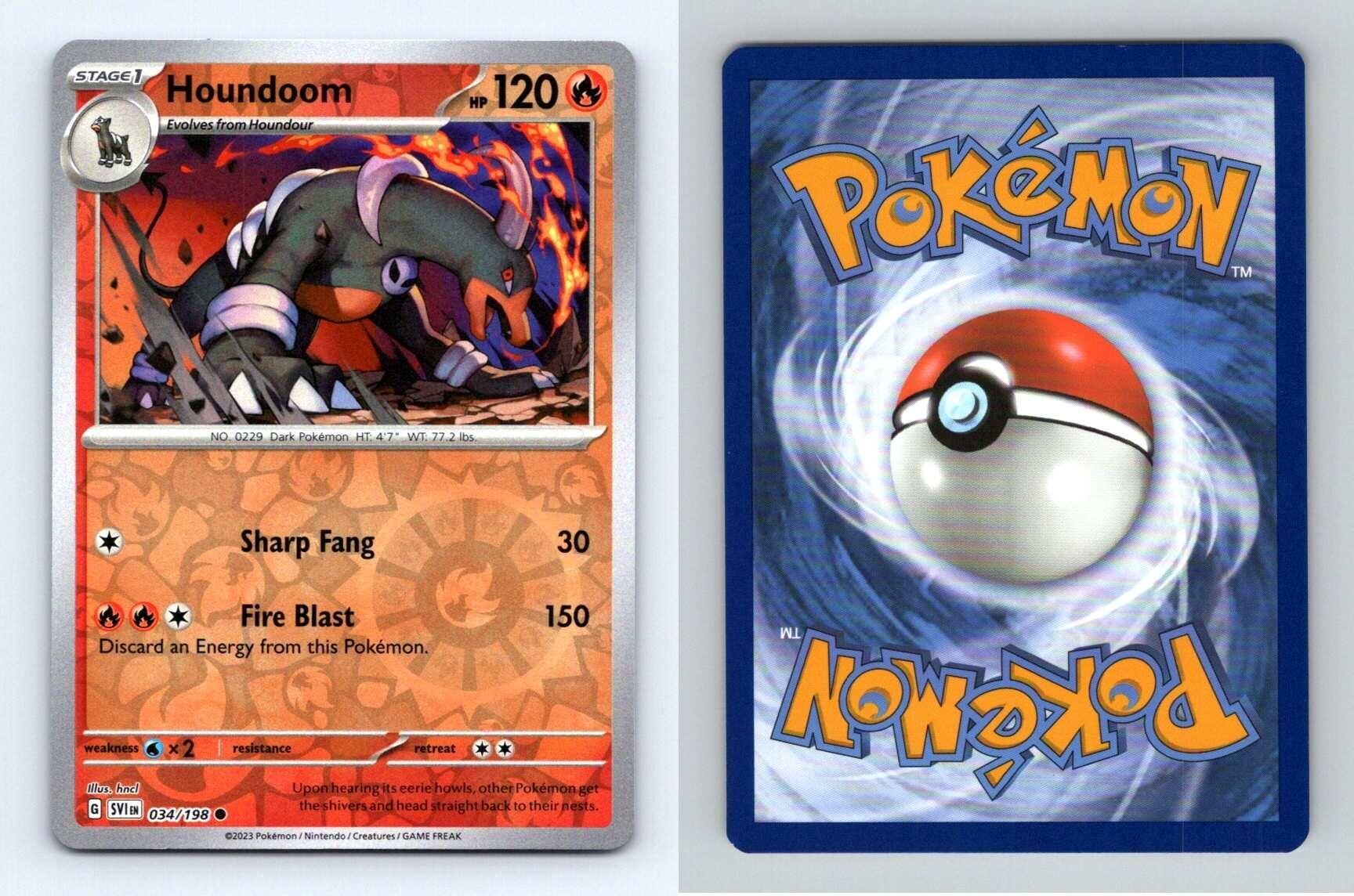 Houndoom #34/198 Scarlet & Violet Reverse Holo Common TCG Card