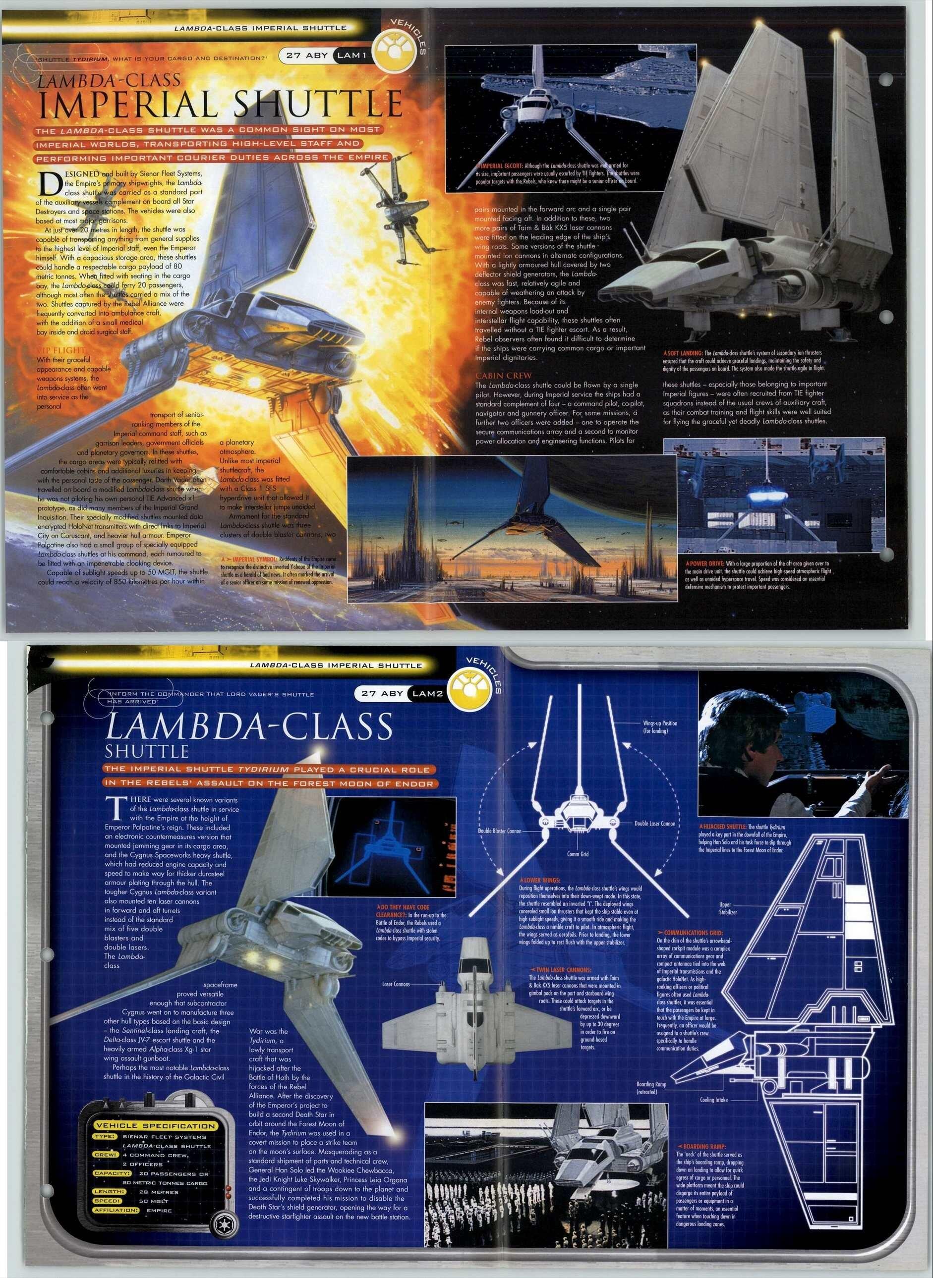 Lambda Imperial Shuttle #LAM1-2 - Vehicles - Star Wars Fact File