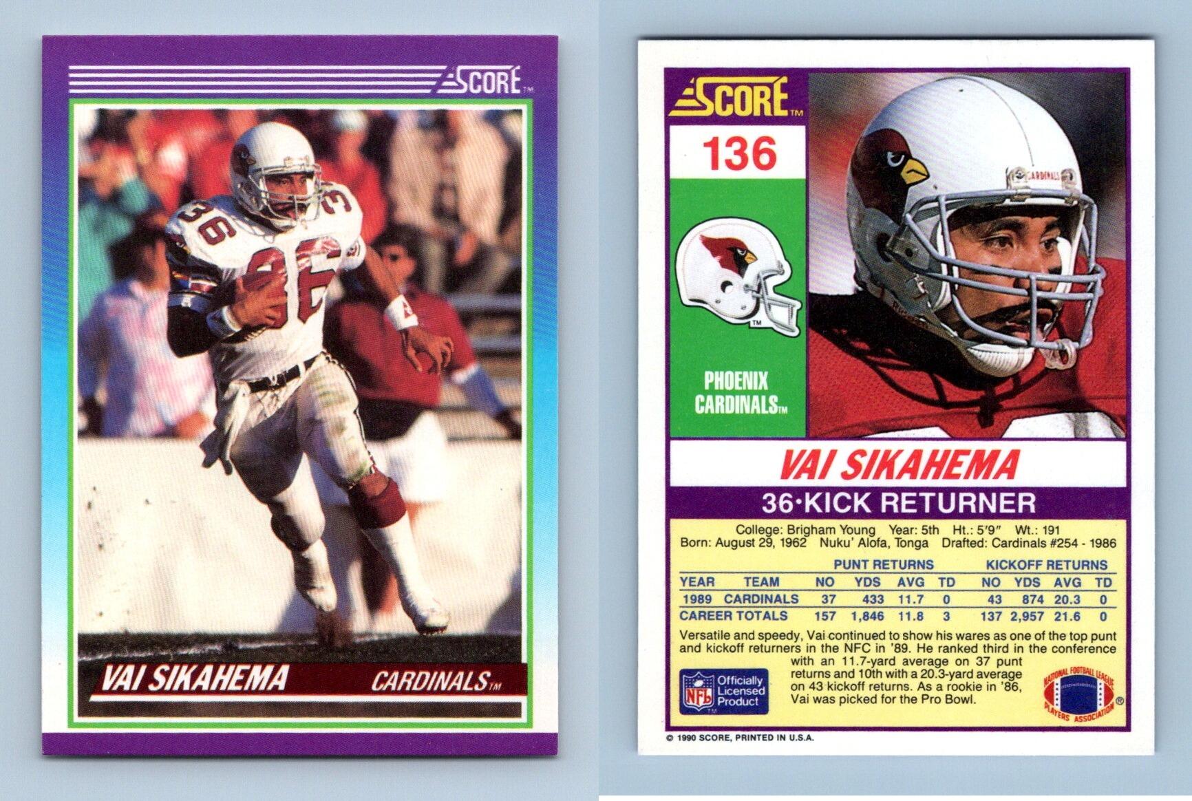 Vai Sikahema - Cardinals #136 Score 1990 NFL Football Trading Card