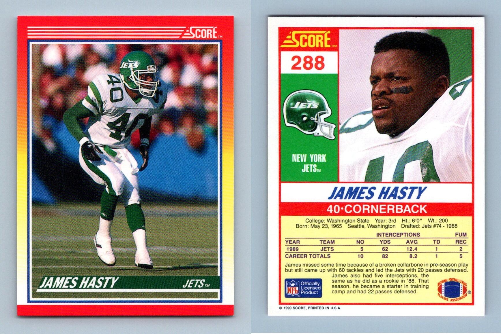 James Hasty - Jets #288 Score 1990 NFL Football Trading Card