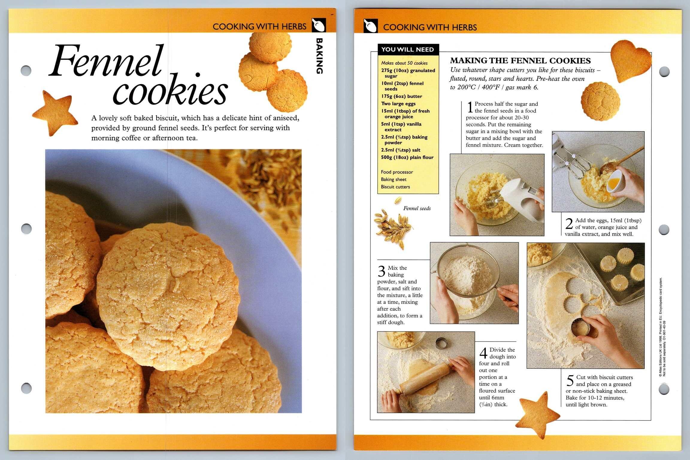 Fennel Cookies Cooking Secret World Of Herbs Fact File Card