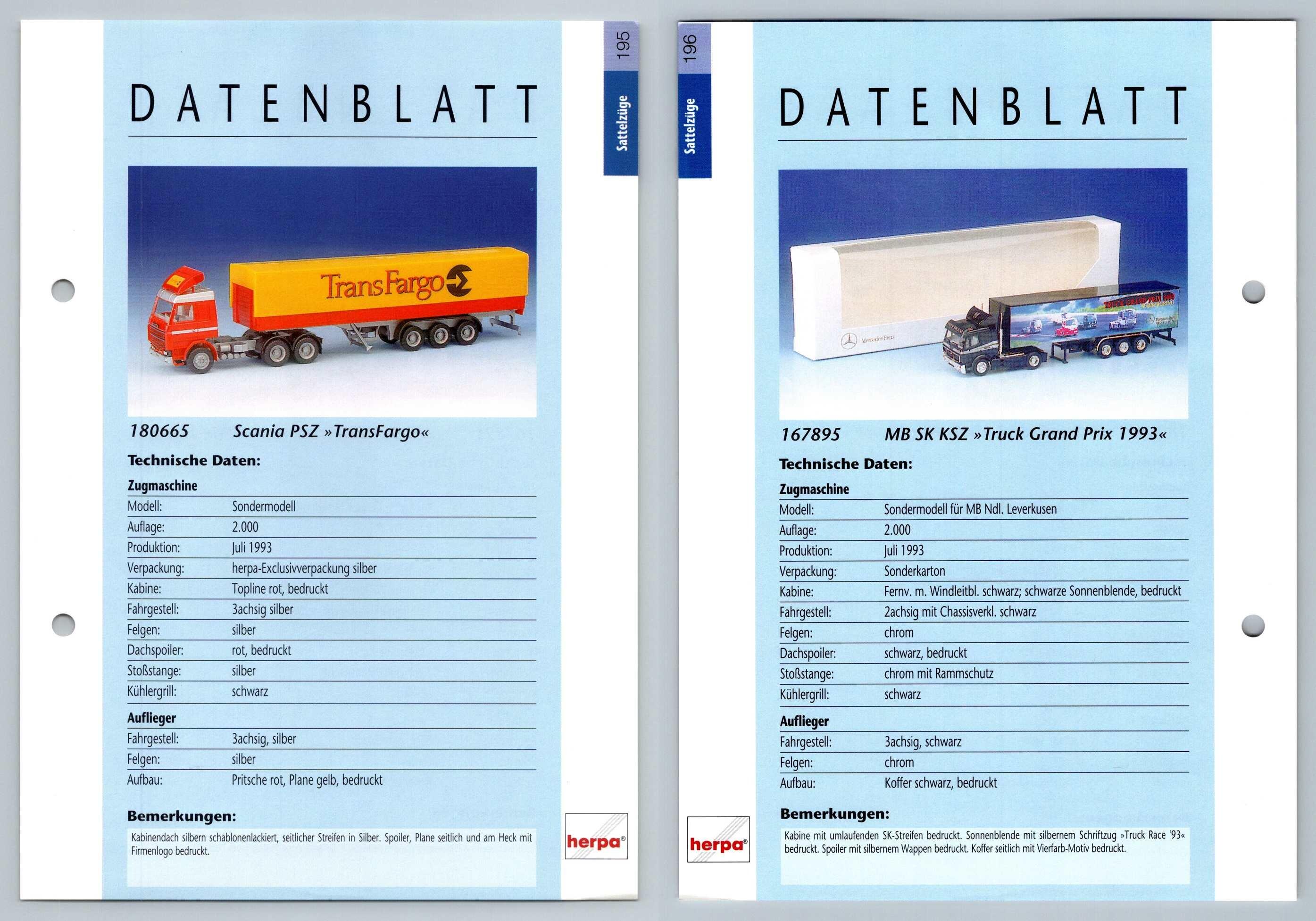 Scania Psz Mb Sk Msz Truck Grand Prix 195 196 Sattelzuge Datenblatt