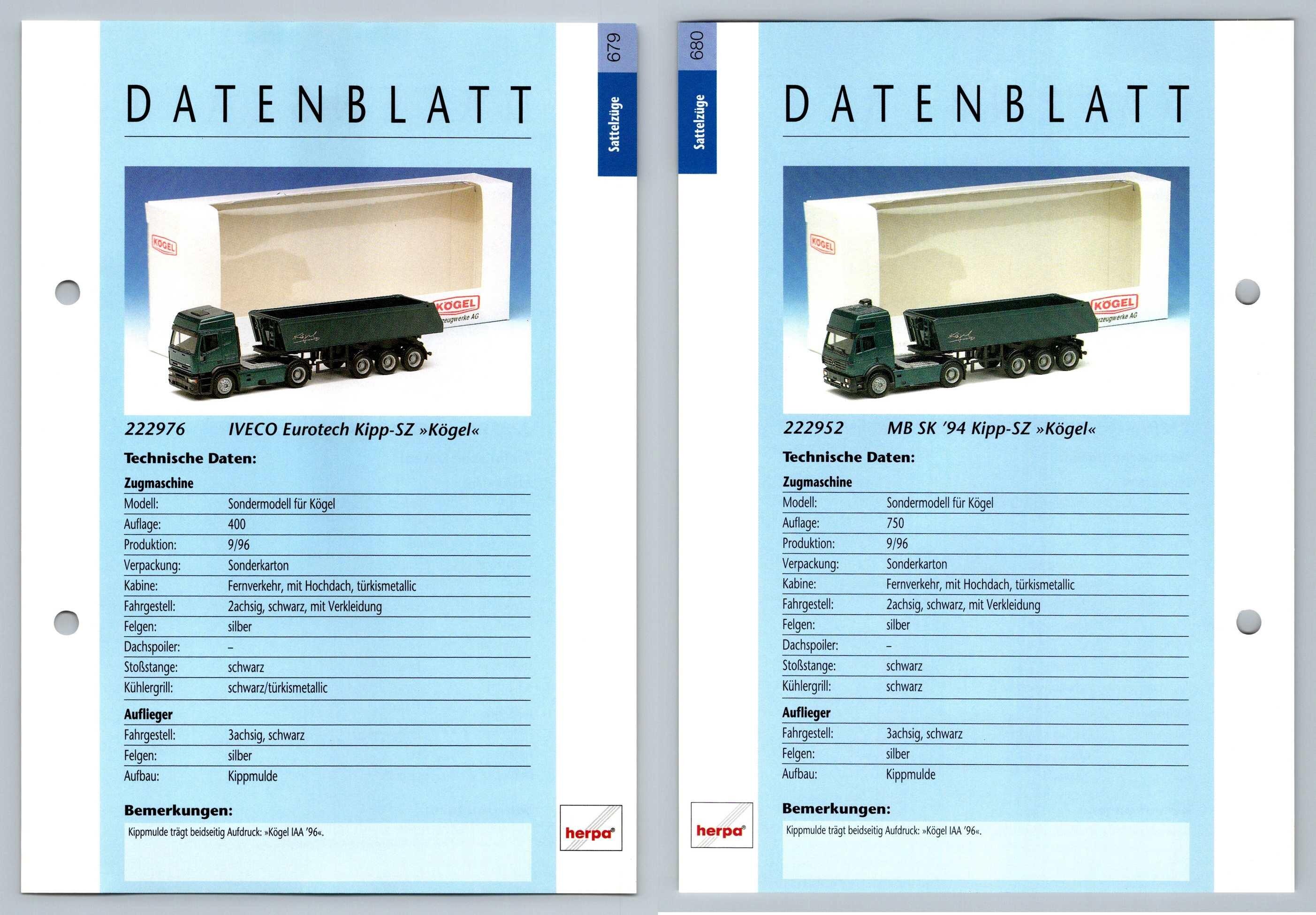 Iveco Eurotech Kipp Mb Sk 94 Kipp 679 80 Sattelzuge Datenblatt