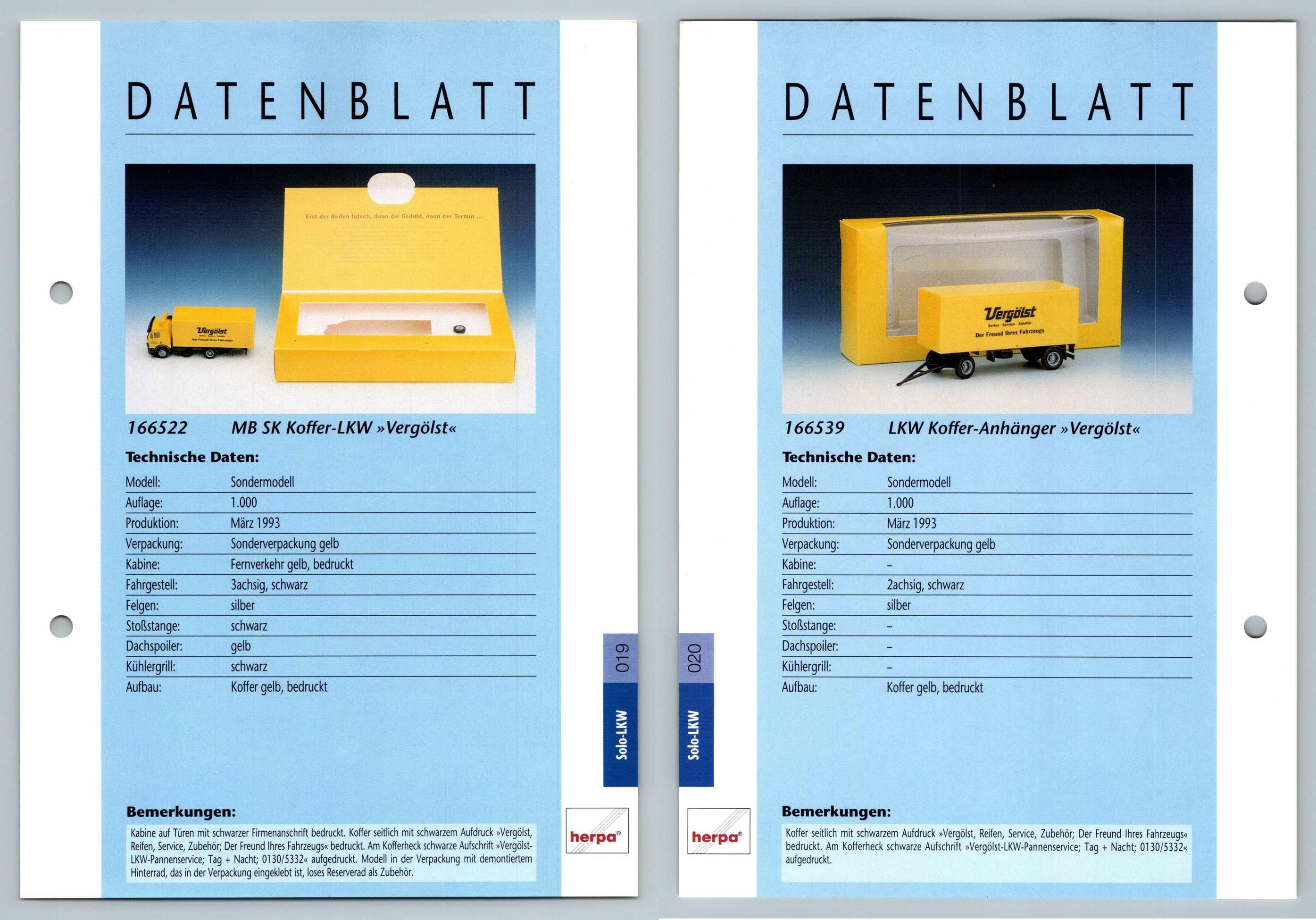 Mb Sk Koffer Lkw Koffer 19 20 Solo Lkw Datenblatt Herpa Data Sheet