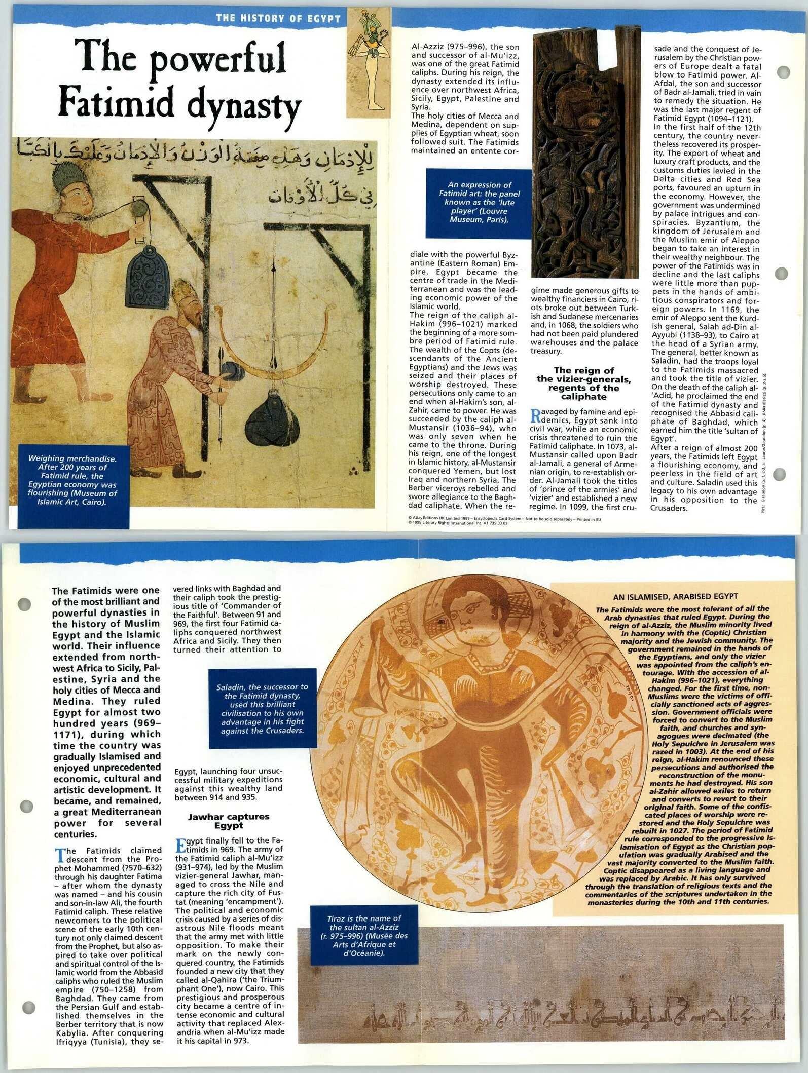 Powerful Fatimid Dynasty History Glory Of Ancient Egypt Fold Out Card