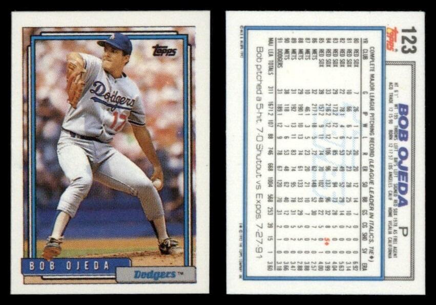 Bob Ojeda - Dodgers #123 Topps 1992 Baseball Micro Card