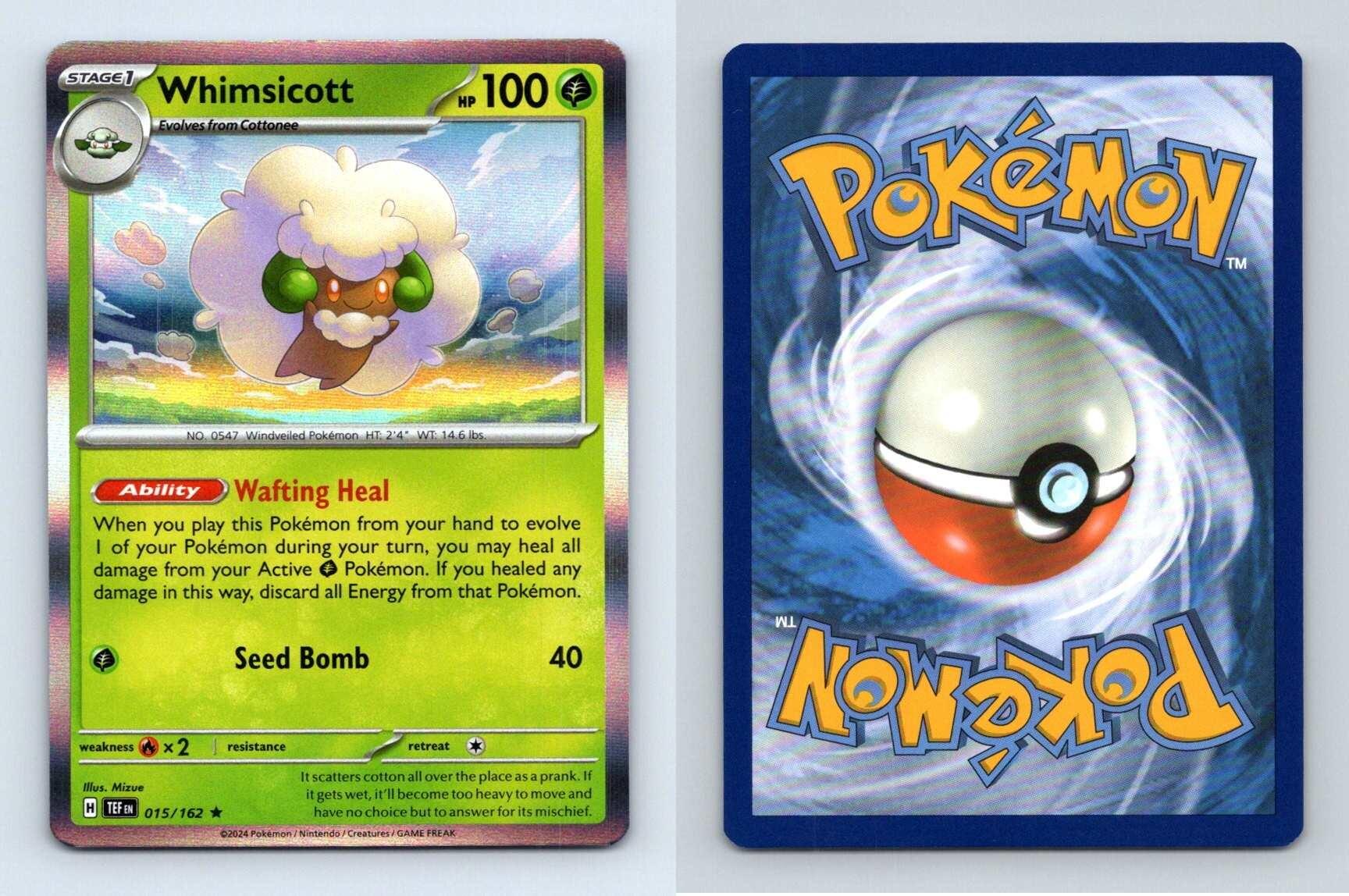 Whimsicott #15/162 Scarlet & Violet Temporal Forces 2024 Pokemon Rare ...