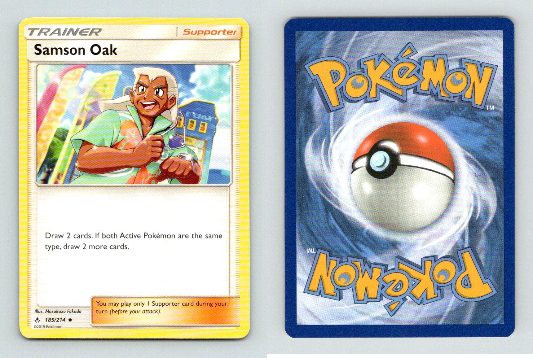 Samson Oak 185/214 Sun & Moon Unbroken Bonds Pokemon 2019 TCG