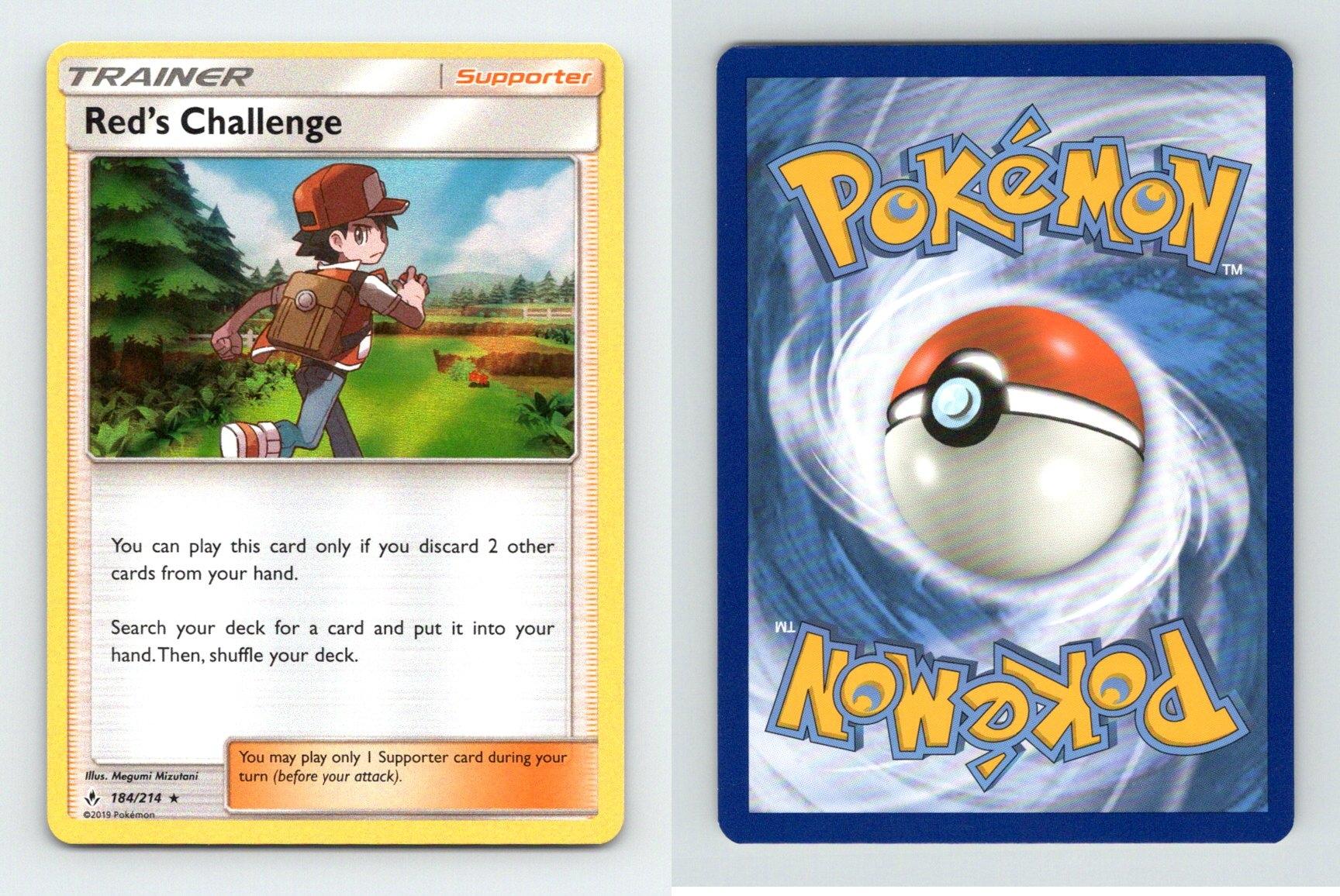 Red's Challenge 184/214 SM Unbroken Bonds Rare Holo Pokemon 2019 TCG Card