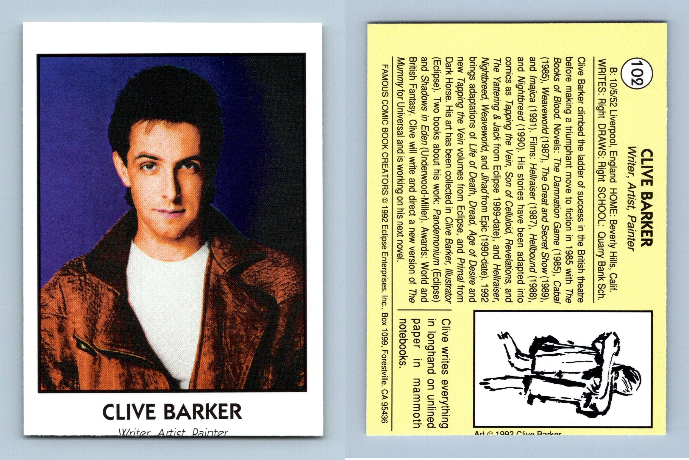 Clive Barker 102 Famous Comic Book Creators 1992 Eclipse Trading Card