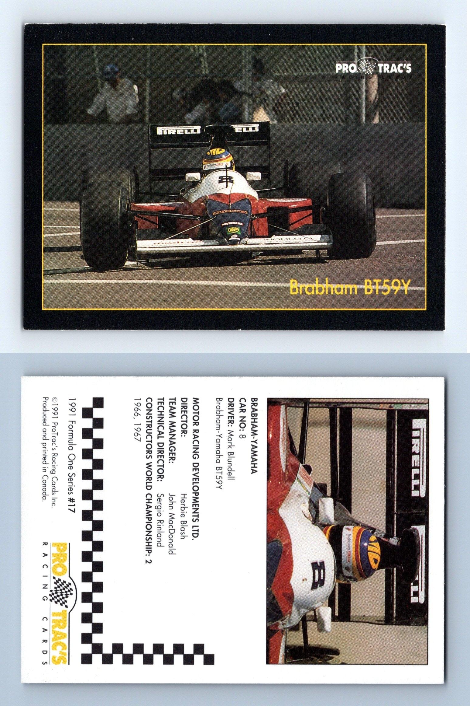 Brabham BT59Y #17 Formula 1 Pro Trac's 1991 Premier Racing Card