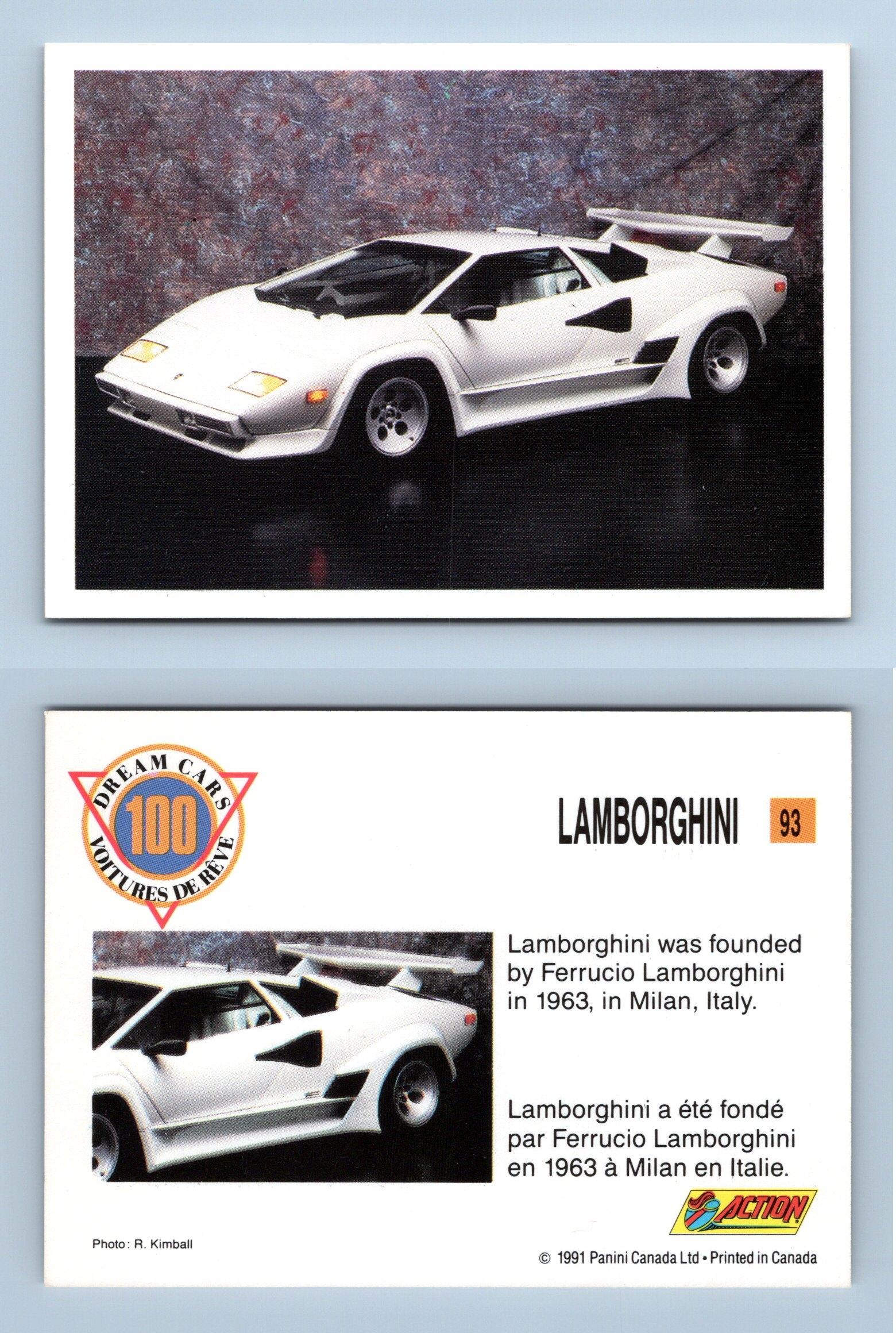 Lamborghini #93 - Dream Cars 1991 Panini Trading Card