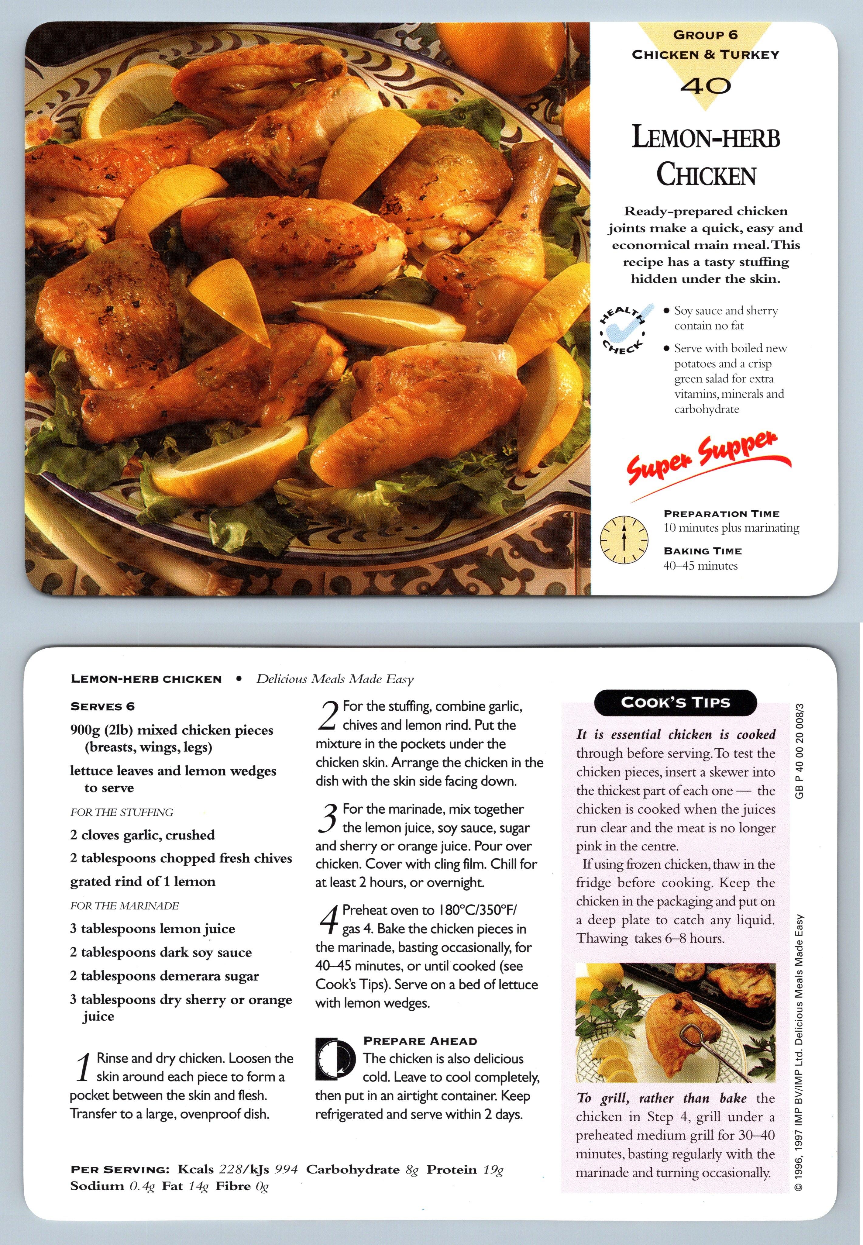 Lemon-Herb Chicken #40 Chicken - Delicious Meals Made Easy 1996-7 ...