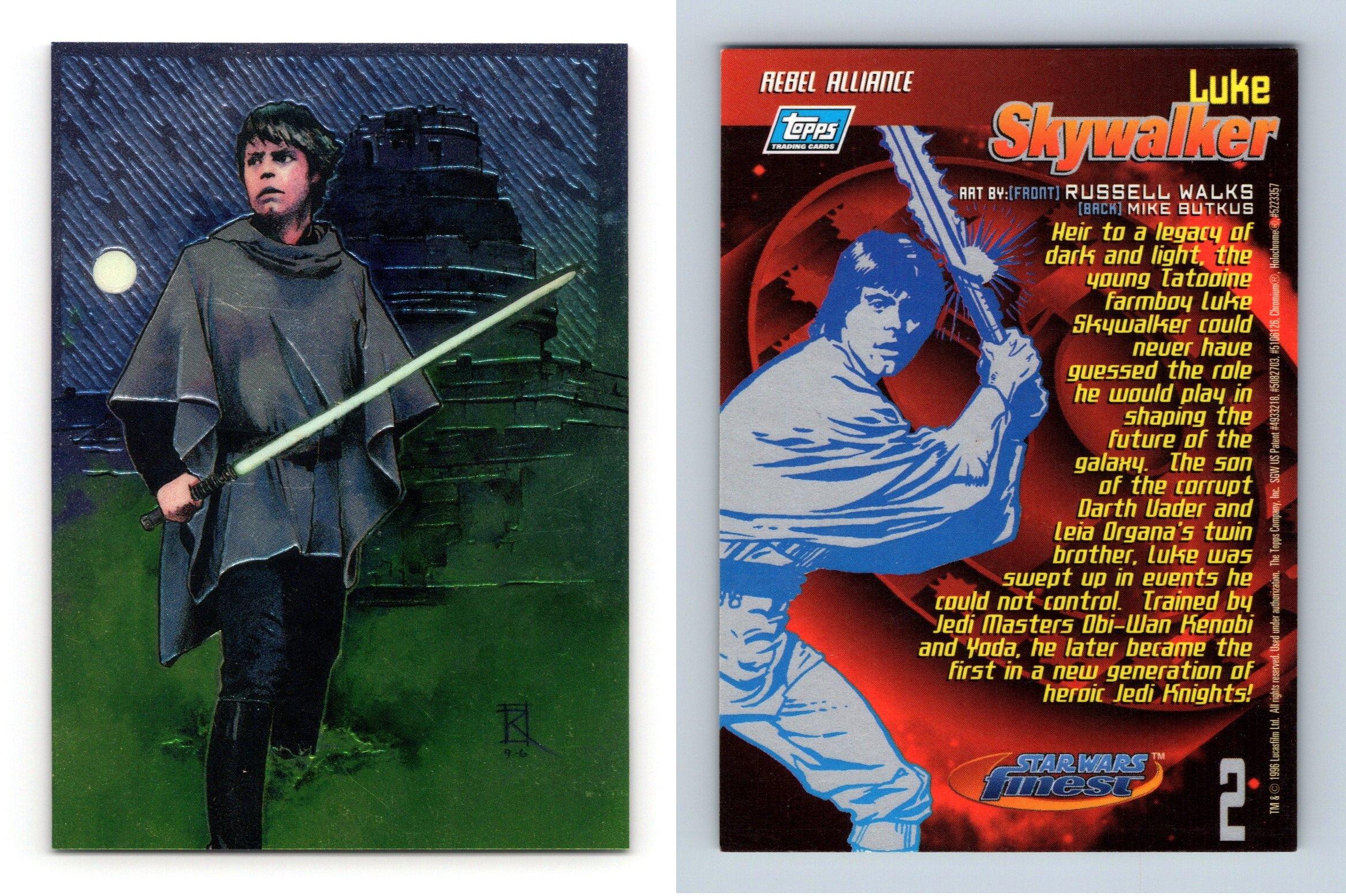 Luke Skywalker #2 Star Wars Finest 1996 Topps Trading Card