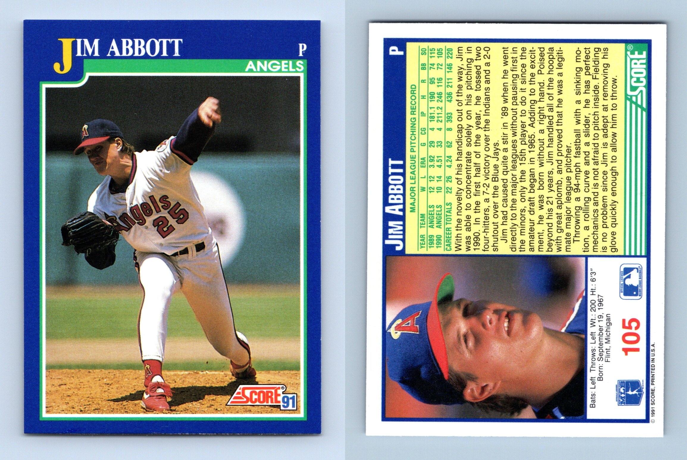 Jim Abbott - Angels #105 Score 1991 Baseball Trading Card