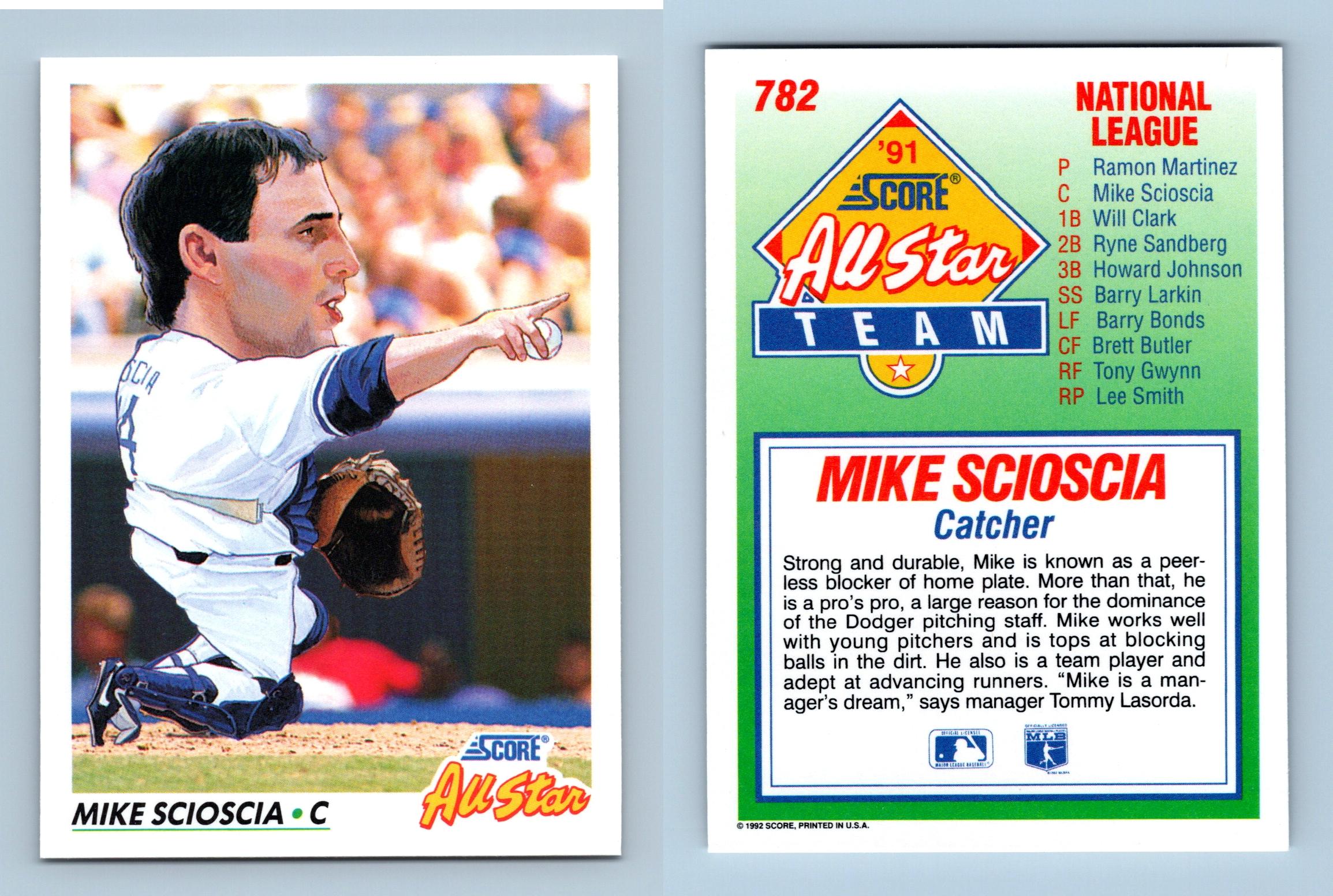 Mike Scioscia - #782 Score 1992 Baseball All Star Trading Card