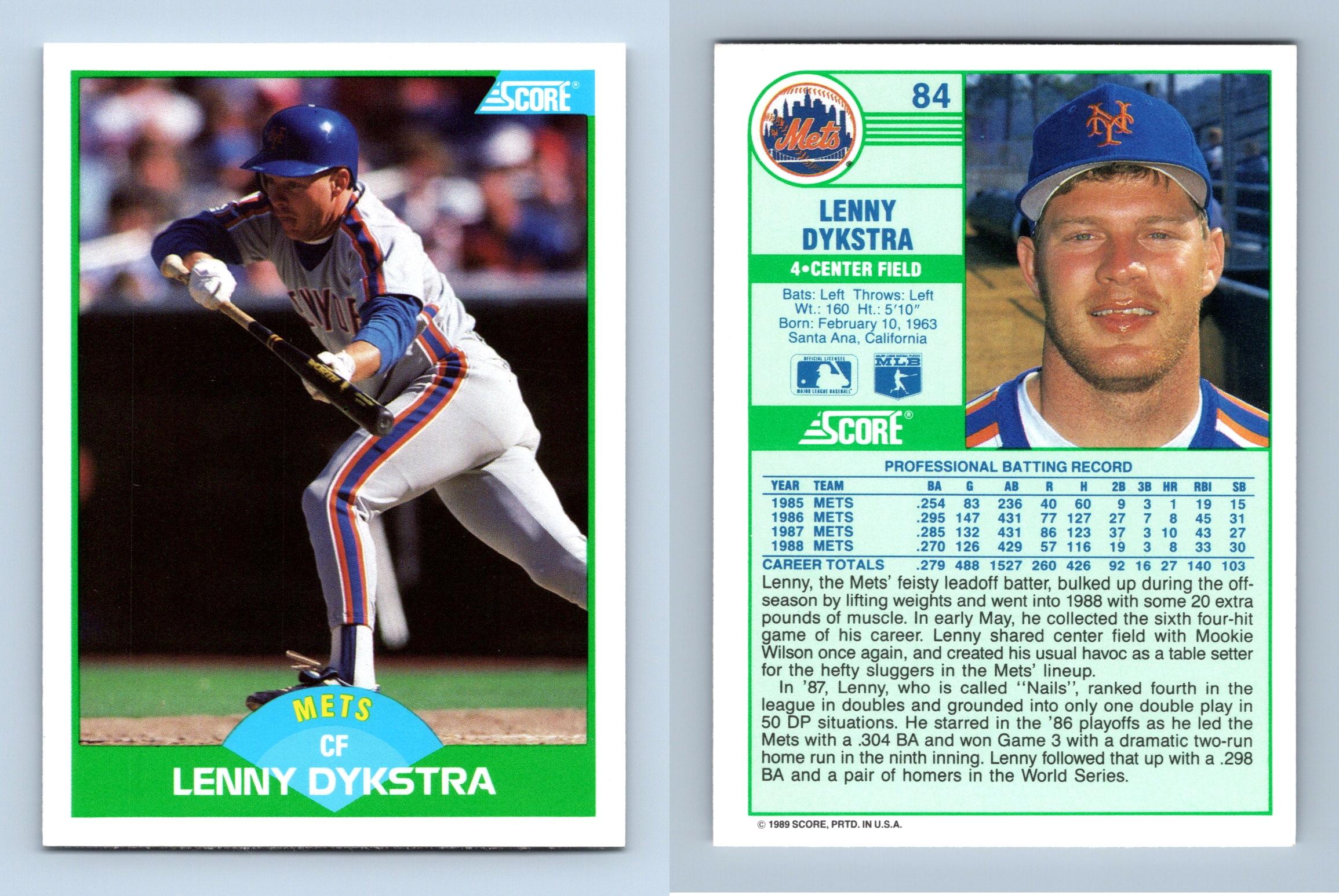 Lenny Dykstra - Mets #84 Score 1989 Baseball Trading Card