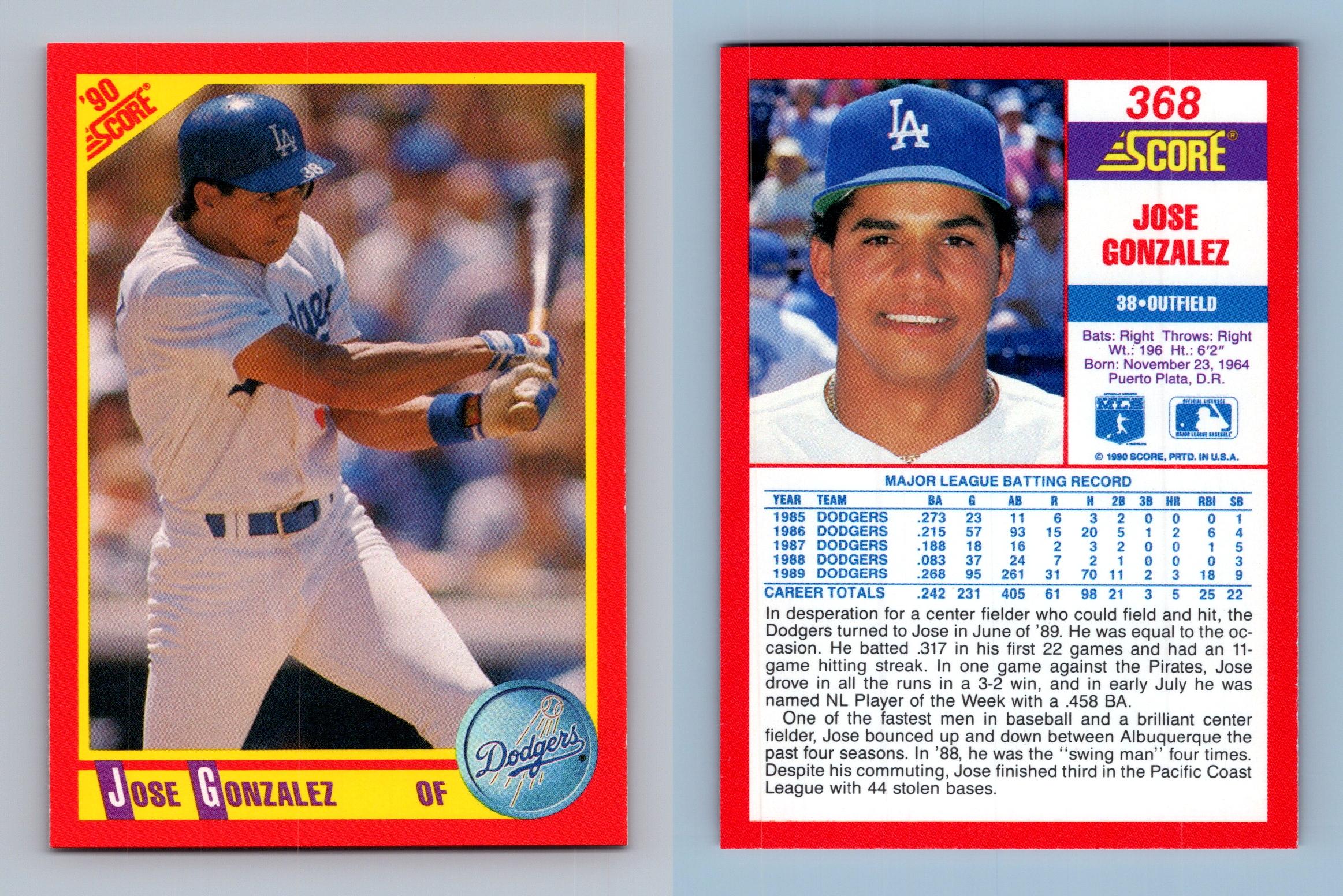 Jose Gonzalez - Dodgers #314 Donruss 1990 Baseball Trading Card