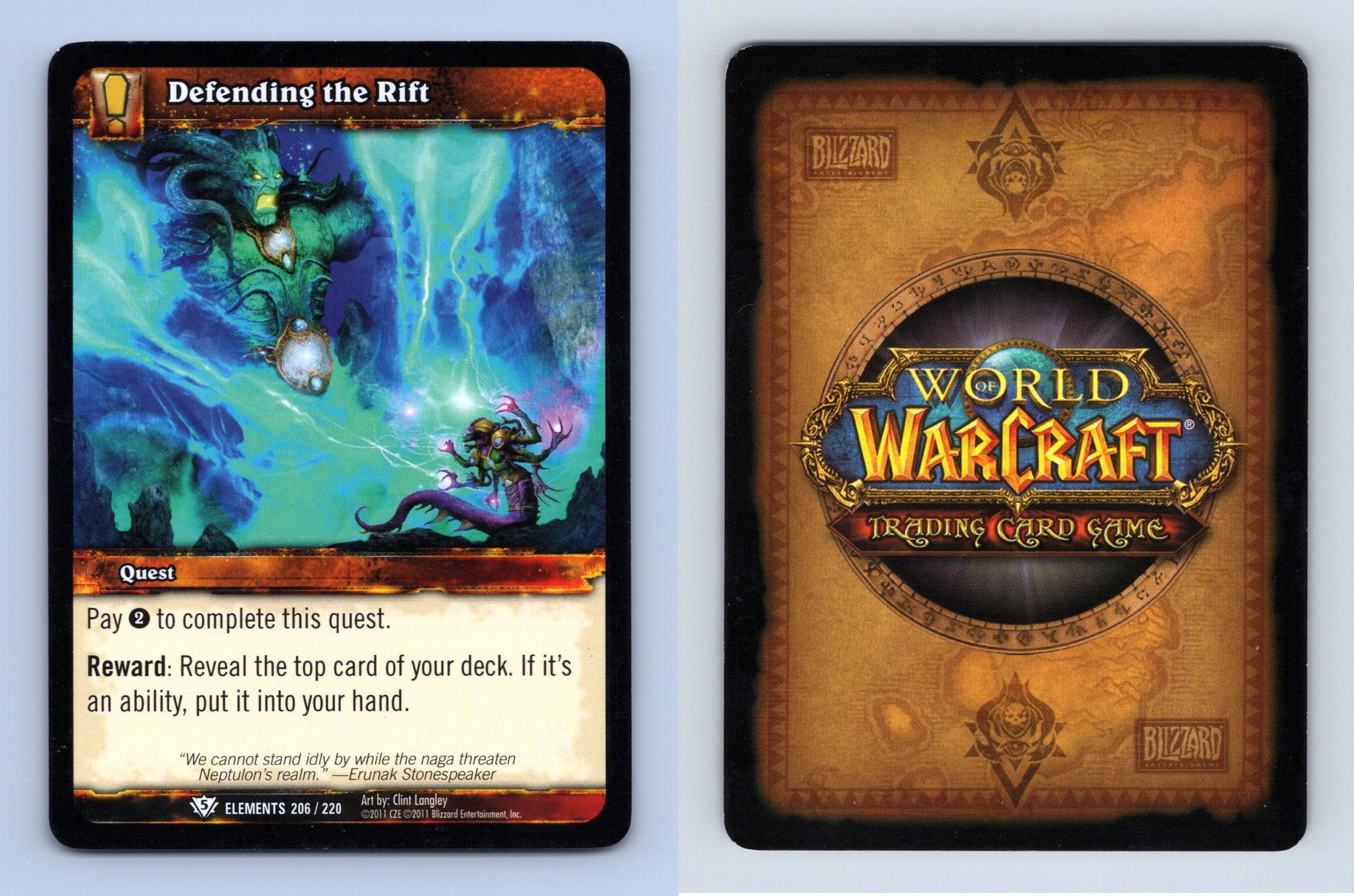 Defending The Rift #206/220 - War Of The Elements Common Warcraft 2011 TCG  Card