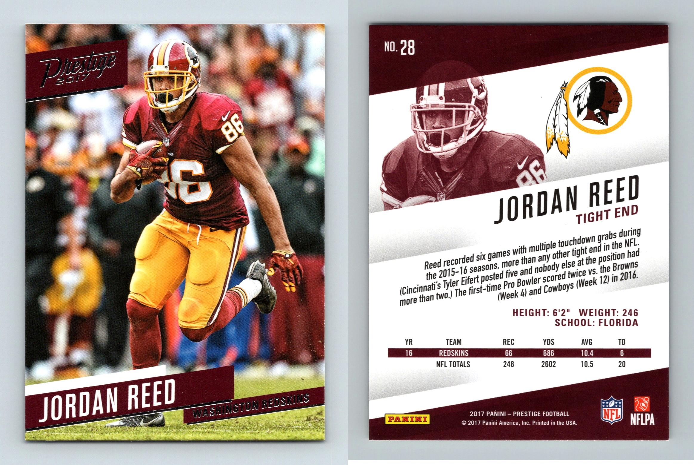 Jordan Reed - Redskins #28 Prestige Football 2017 Panini Trading Card