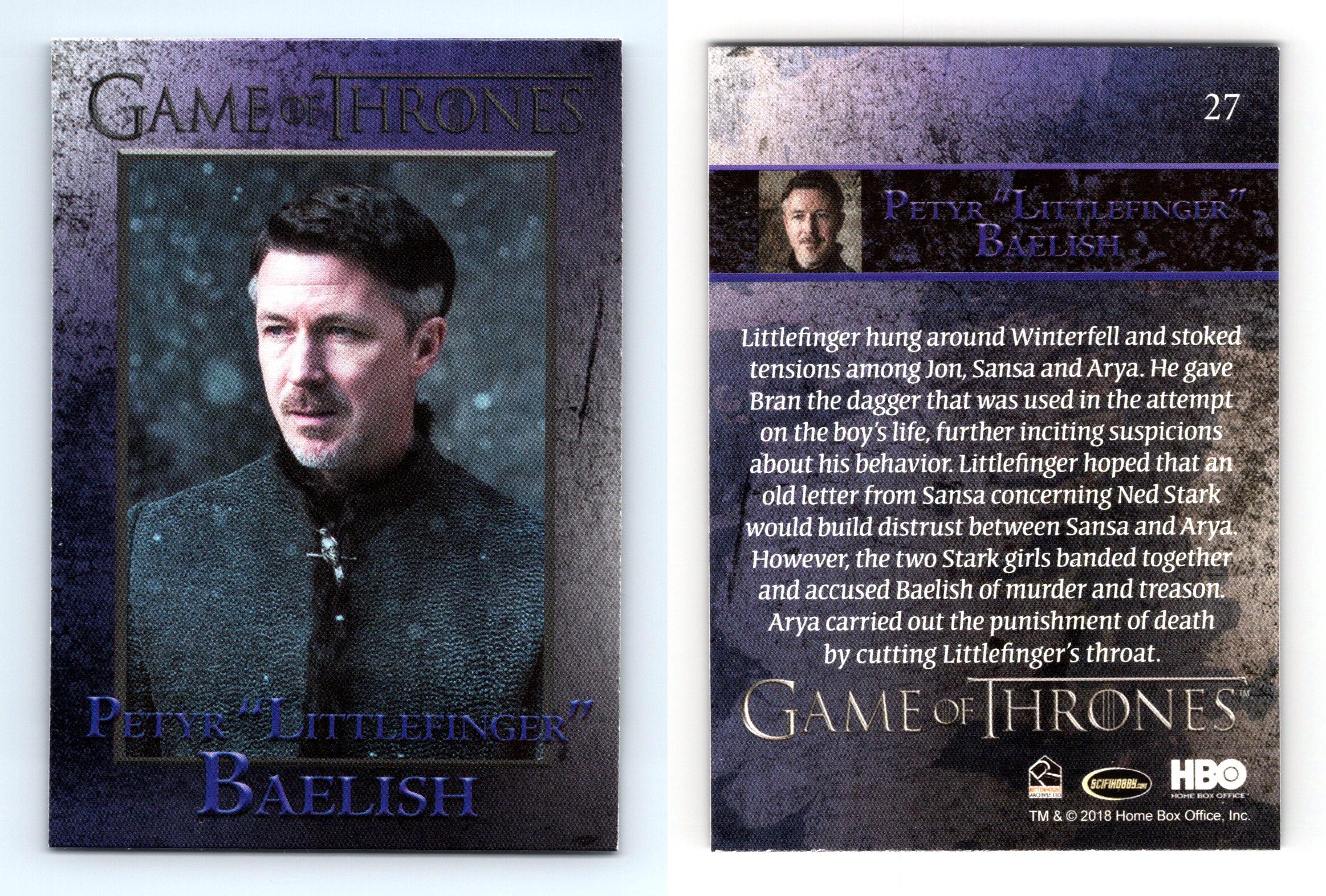 Littlefinger #27 Game Of Thrones Season 7 Rittenhouse 2018 Trading Card