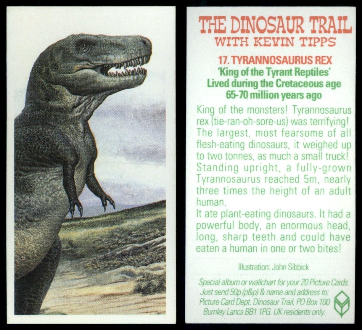 Tyrannosaurus Rex #17 The Dinosaur Trail 1993 Brooke Bond Tea Card