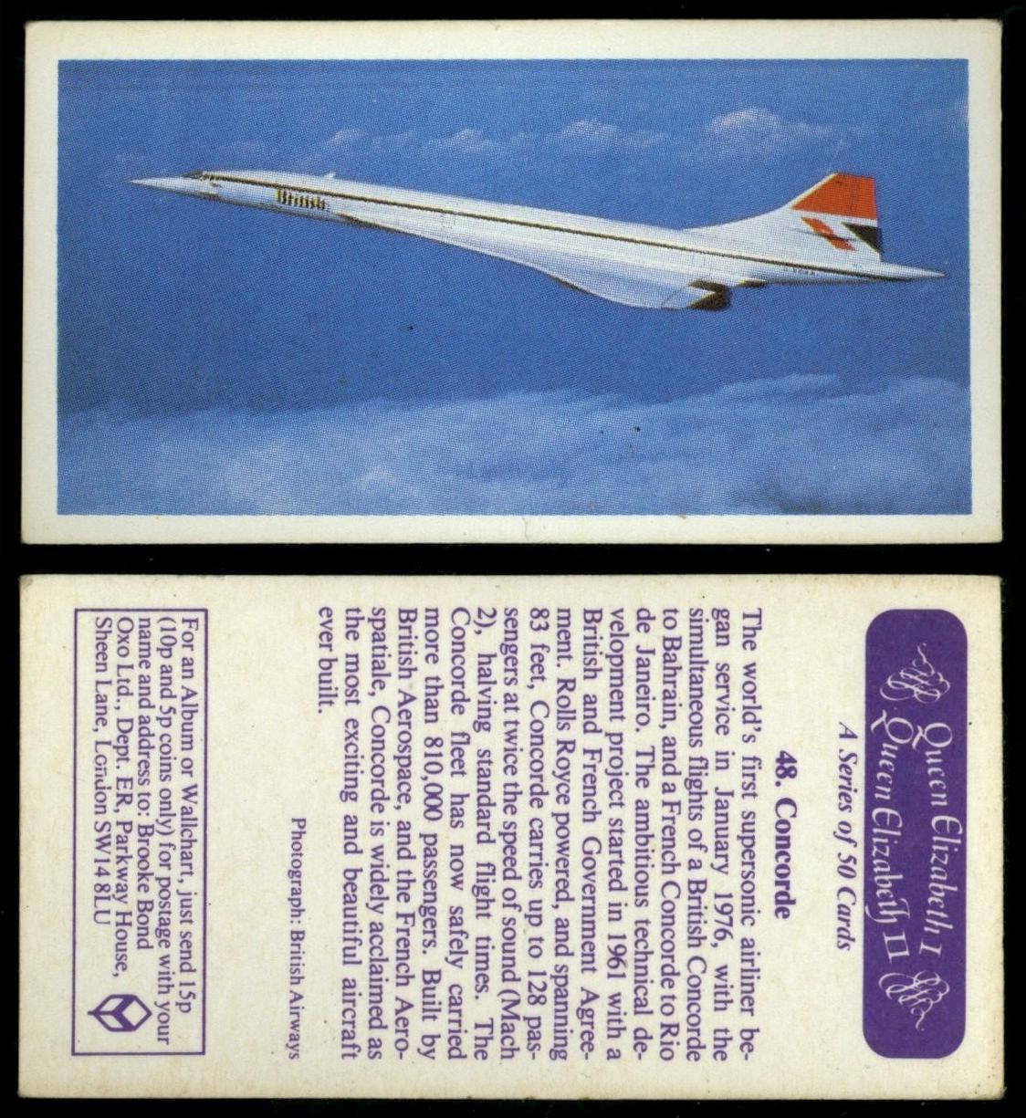 Concorde #48 Queen Elizabeth I & II 1983 Brooke Bond Tea Card