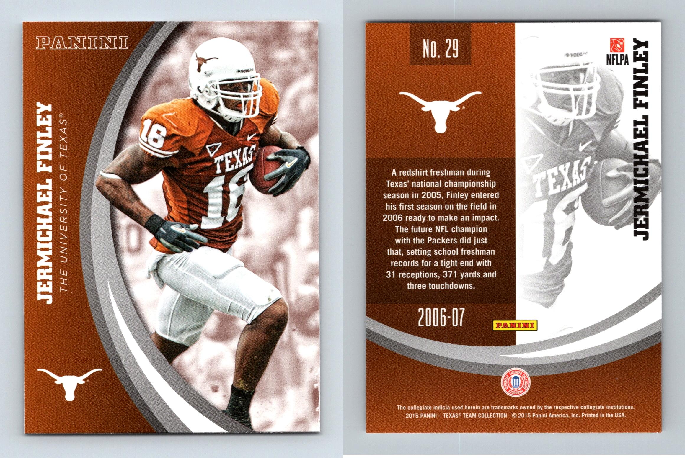 Jermichael Finley #29 Texas Longhorns Collegiate 2015 Panini Trading Card