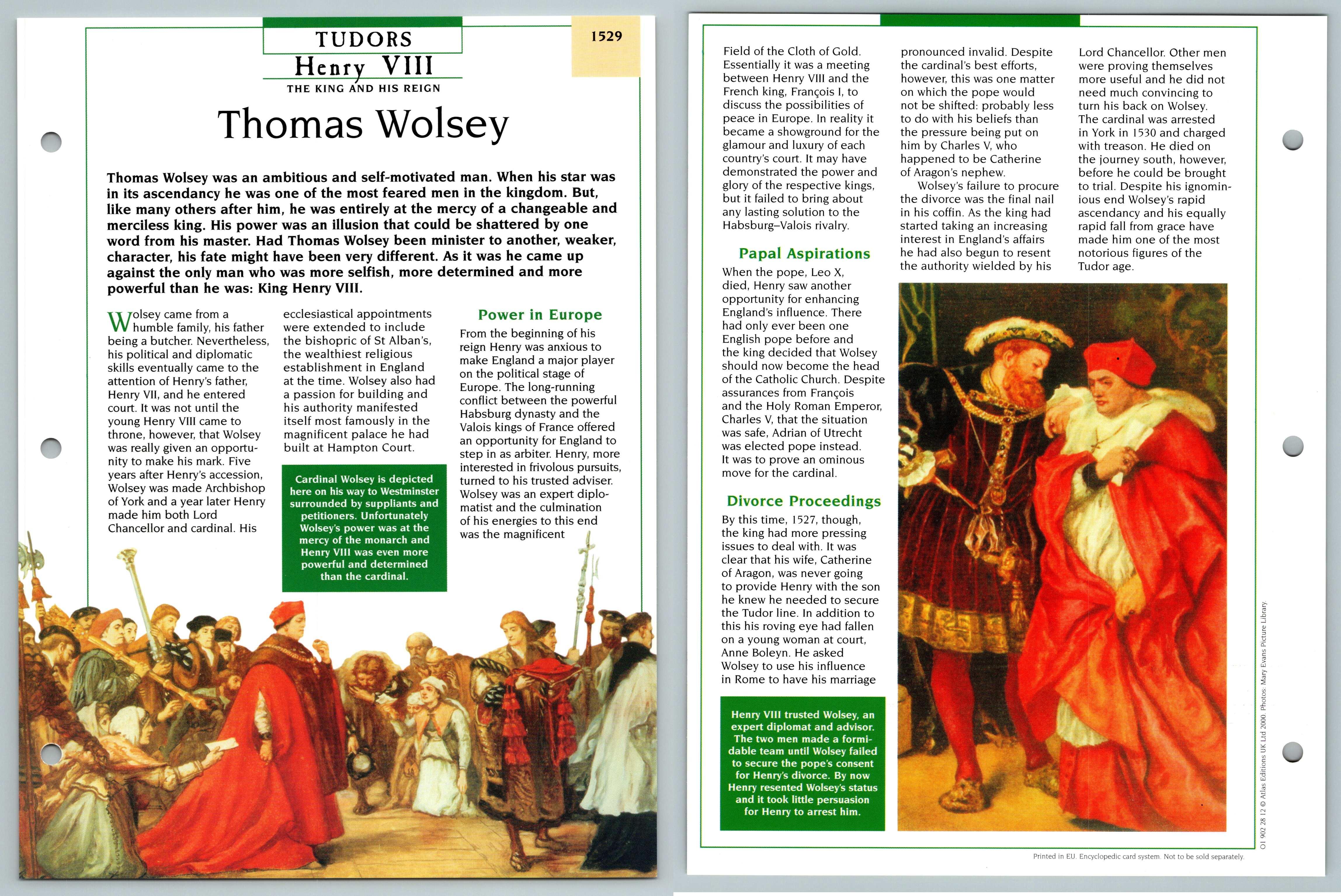 Thomas Wolsey 1529 Tudors Atlas Kings Queens Of GB Maxi Card