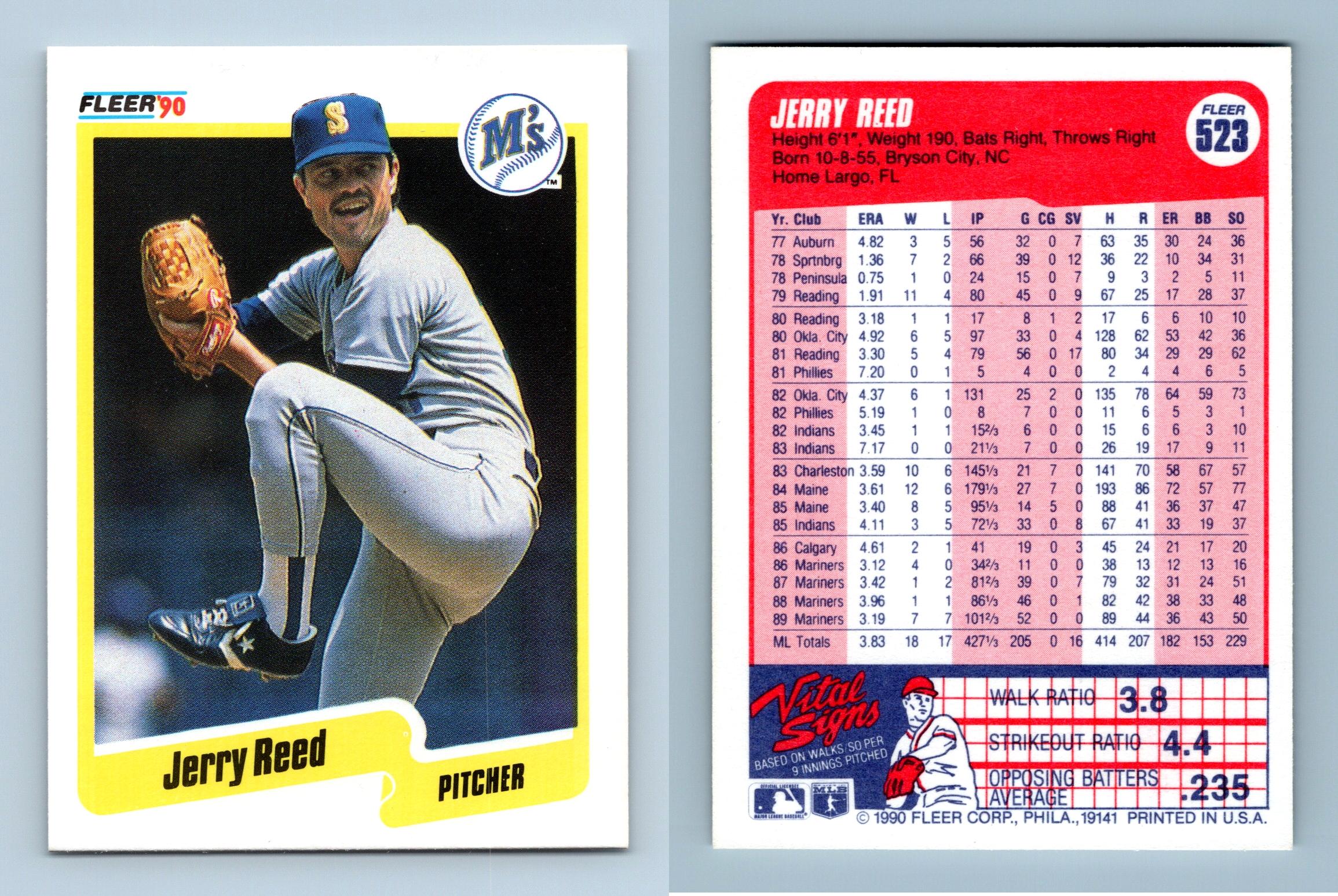 Jerry Reed - Mariners #523 Fleer 1990 Baseball Trading Card