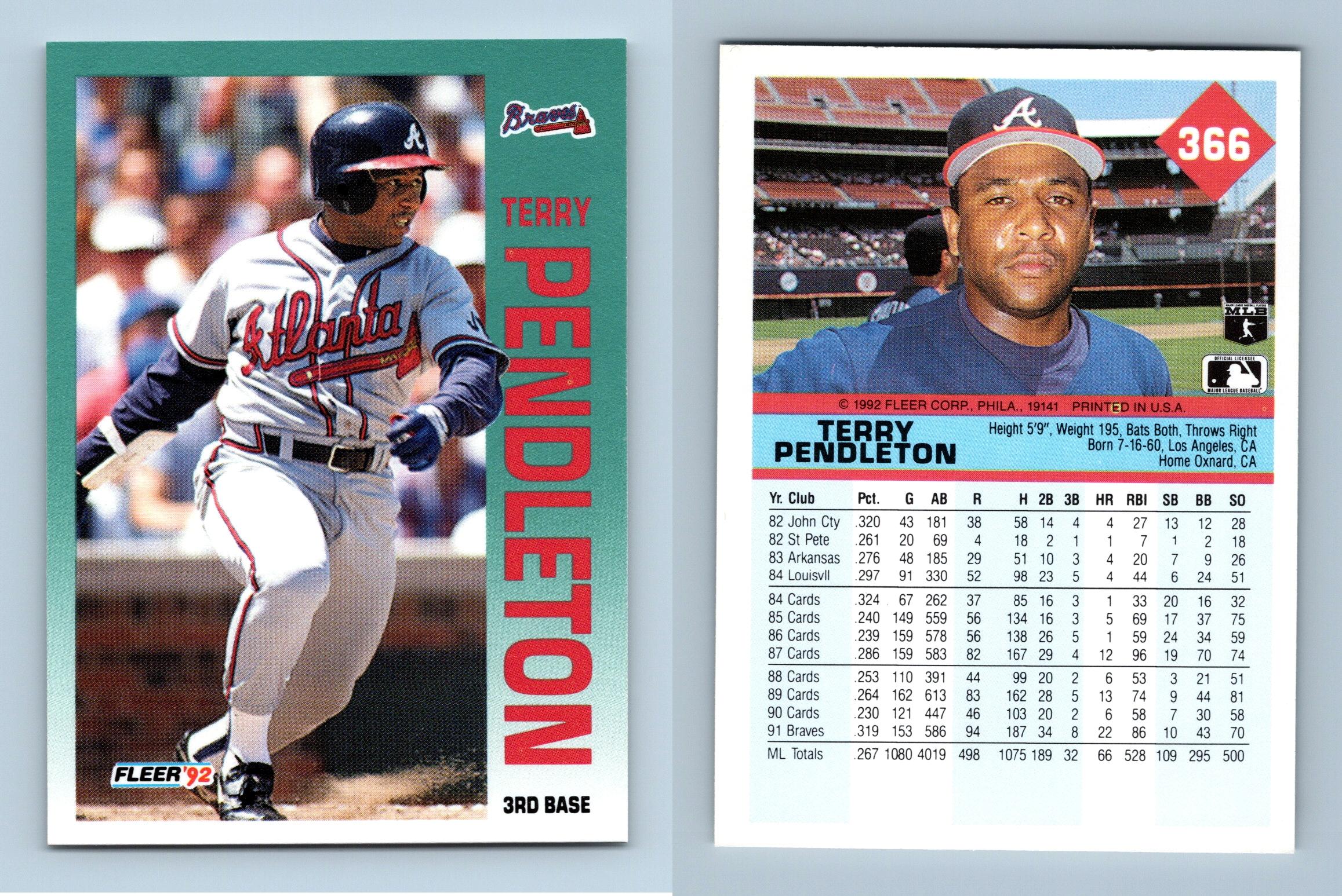 Terry Pendleton - Braves #366 Fleer 1992 Baseball Trading Card