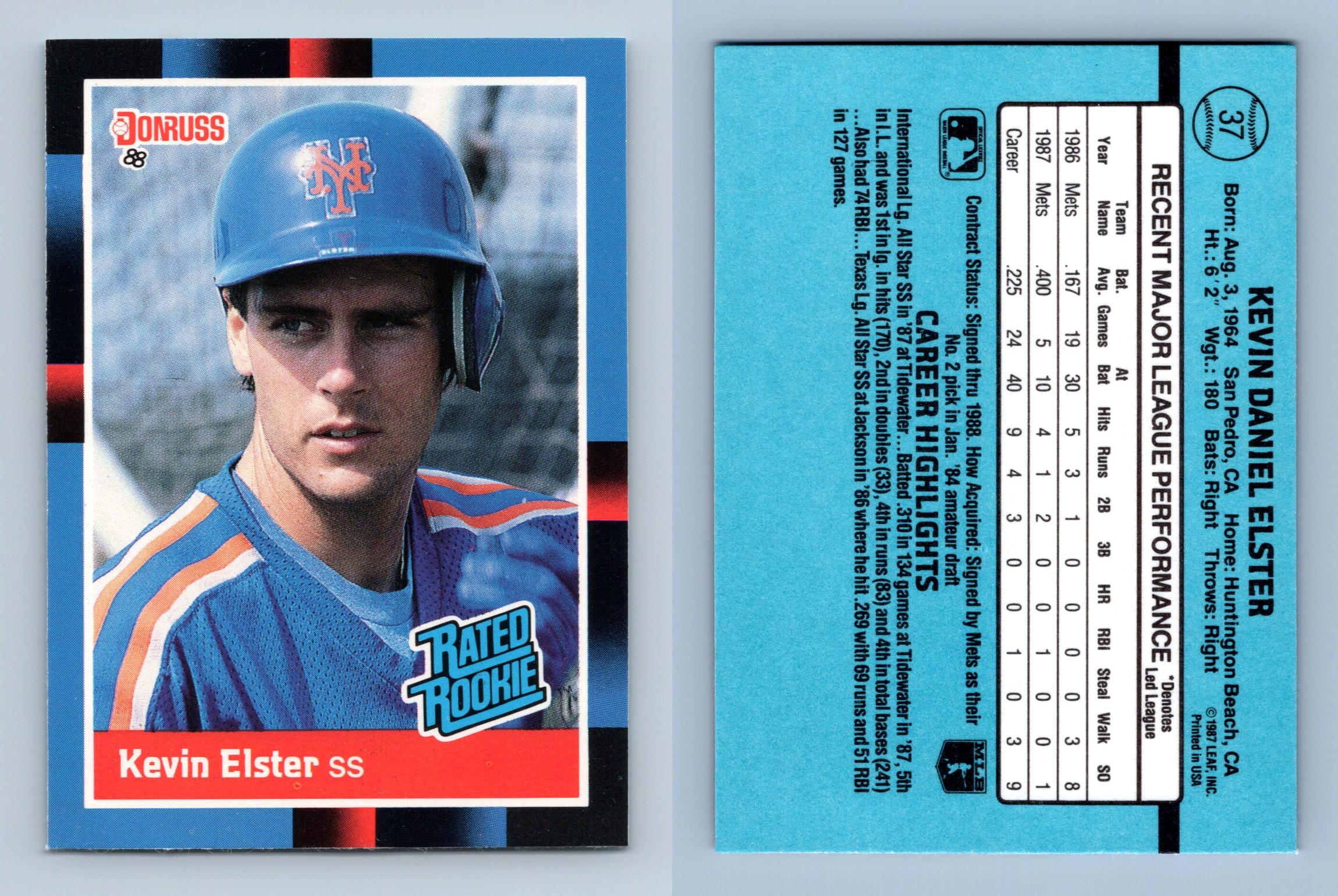 Kevin Elster #37 Donruss 1988 Baseball Trading Card
