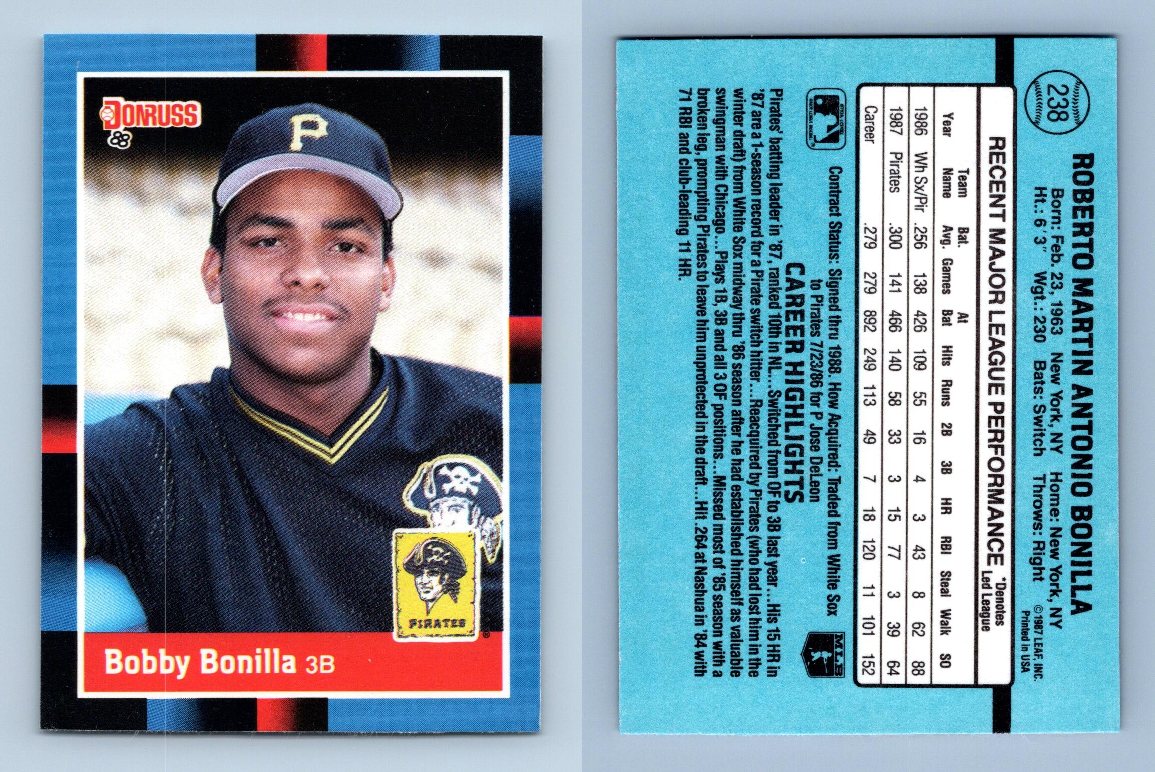Bobby Bonilla - Pirates #238 Donruss 1988 Baseball Trading Card