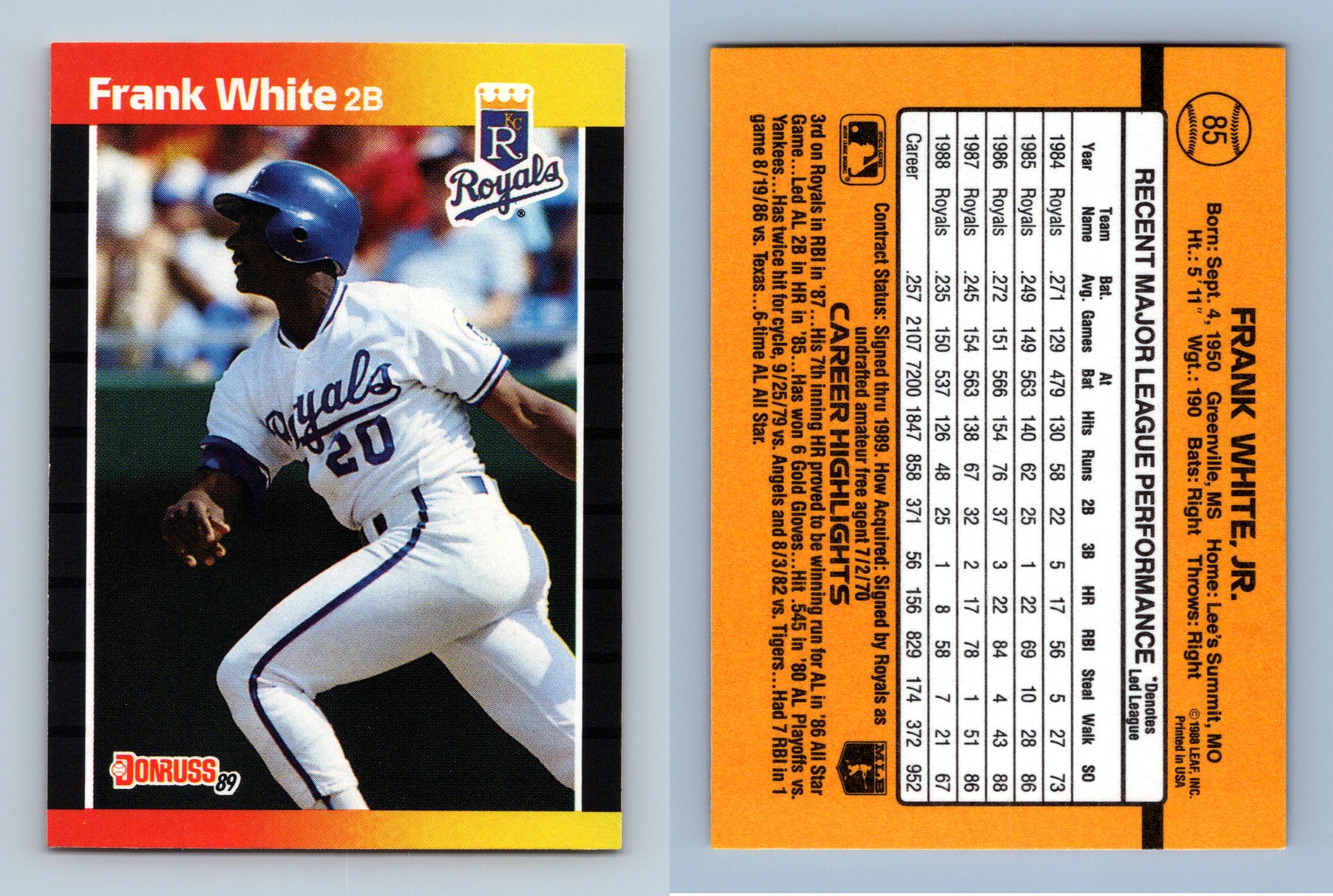 Frank White - Royals #85 Donruss 1989 Baseball Trading Card