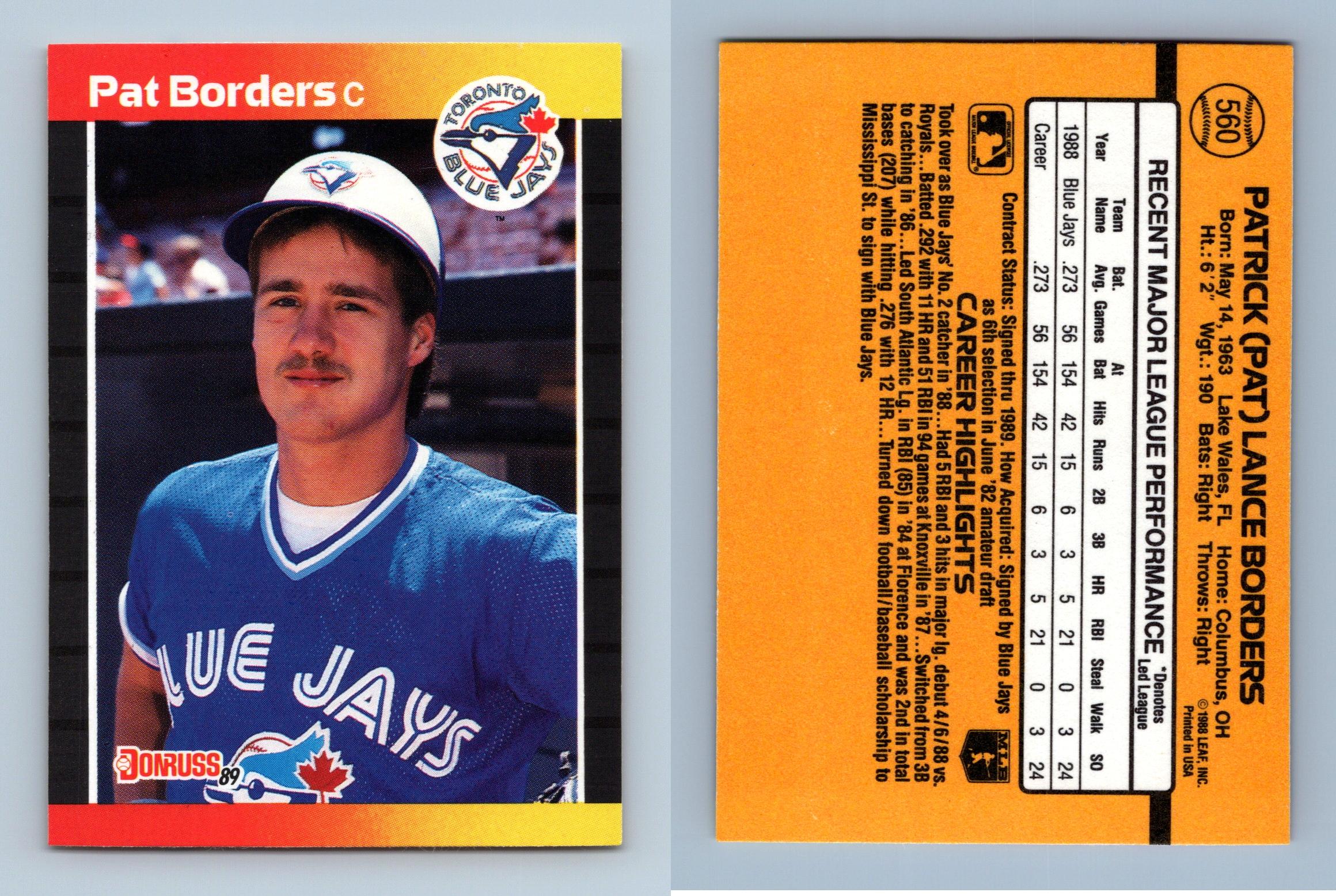 Pat Borders - Blue Jays #560 Donruss 1989 Baseball RC Trading Card