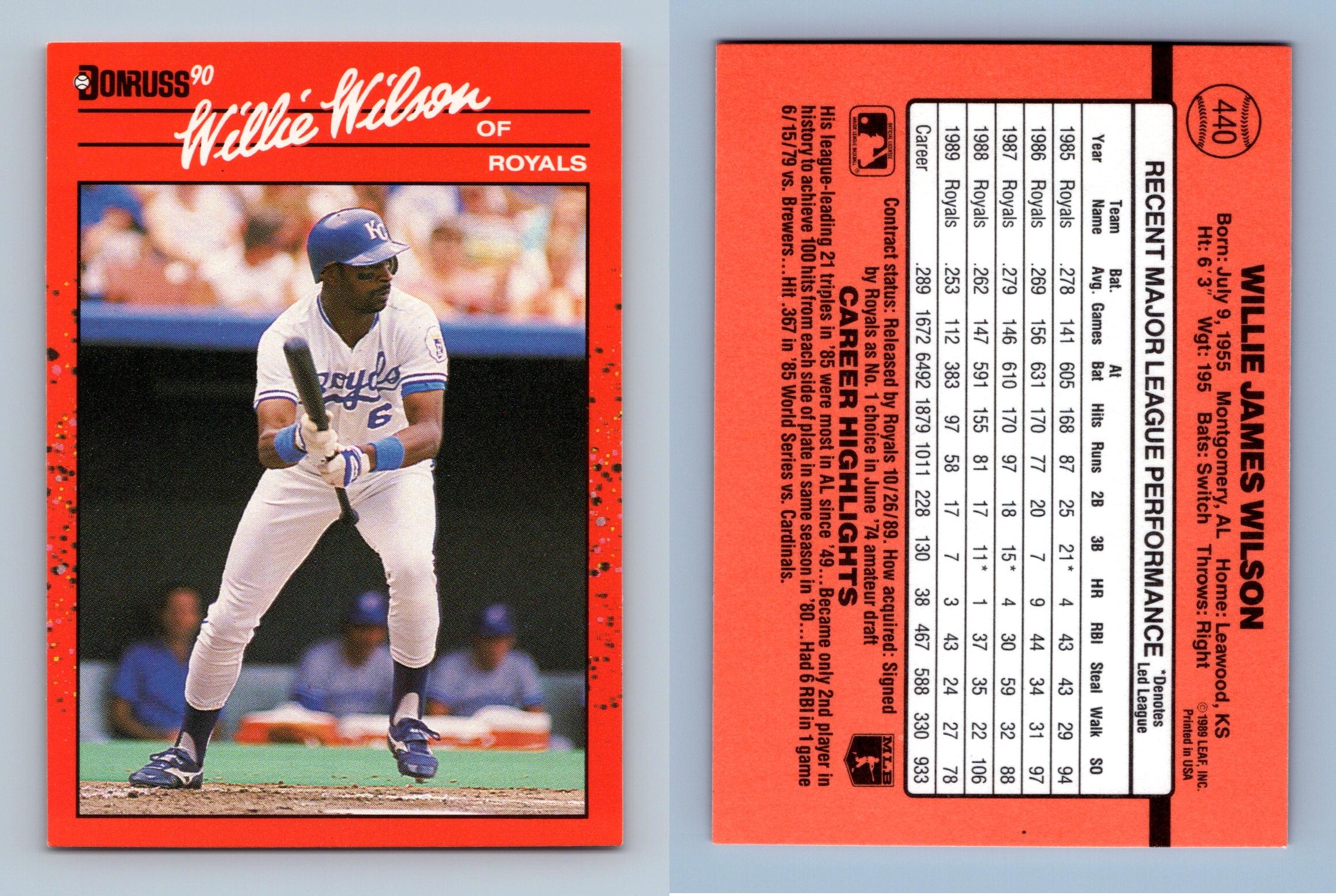 Willie Wilson - Royals #440 Donruss 1990 Baseball Trading Card