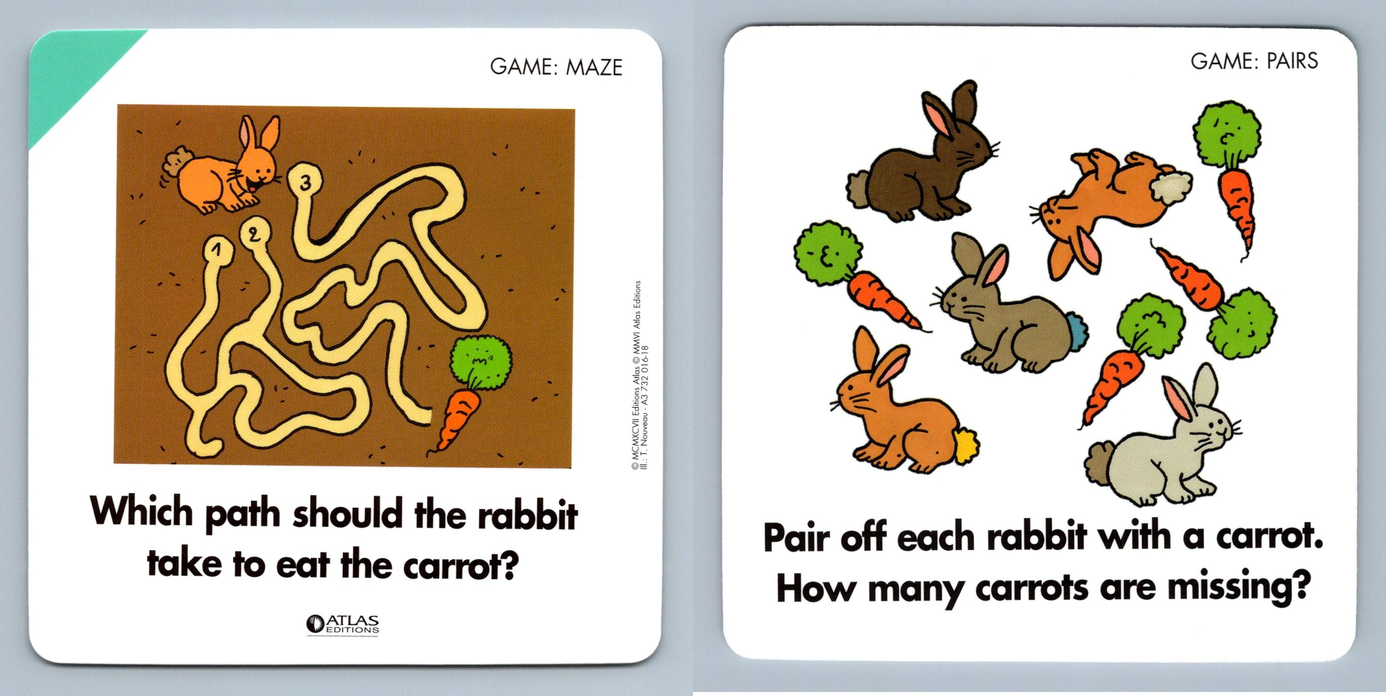 Pair Rabbit To Carrot / Maze - Atlas Editions Play & Learn Flash Card