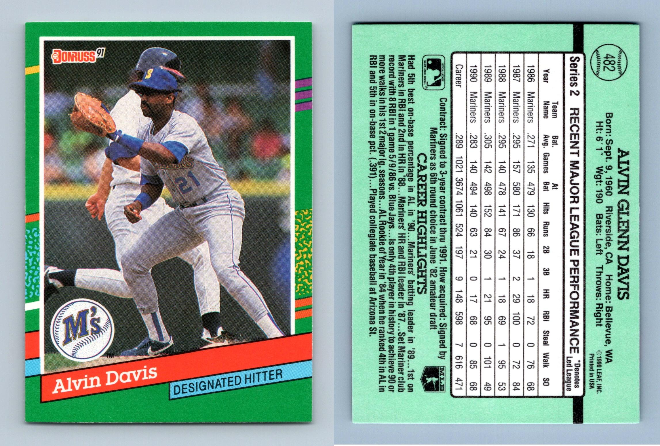 Alvin Davis - Mariners #482 Donruss 1991 Baseball Trading Card