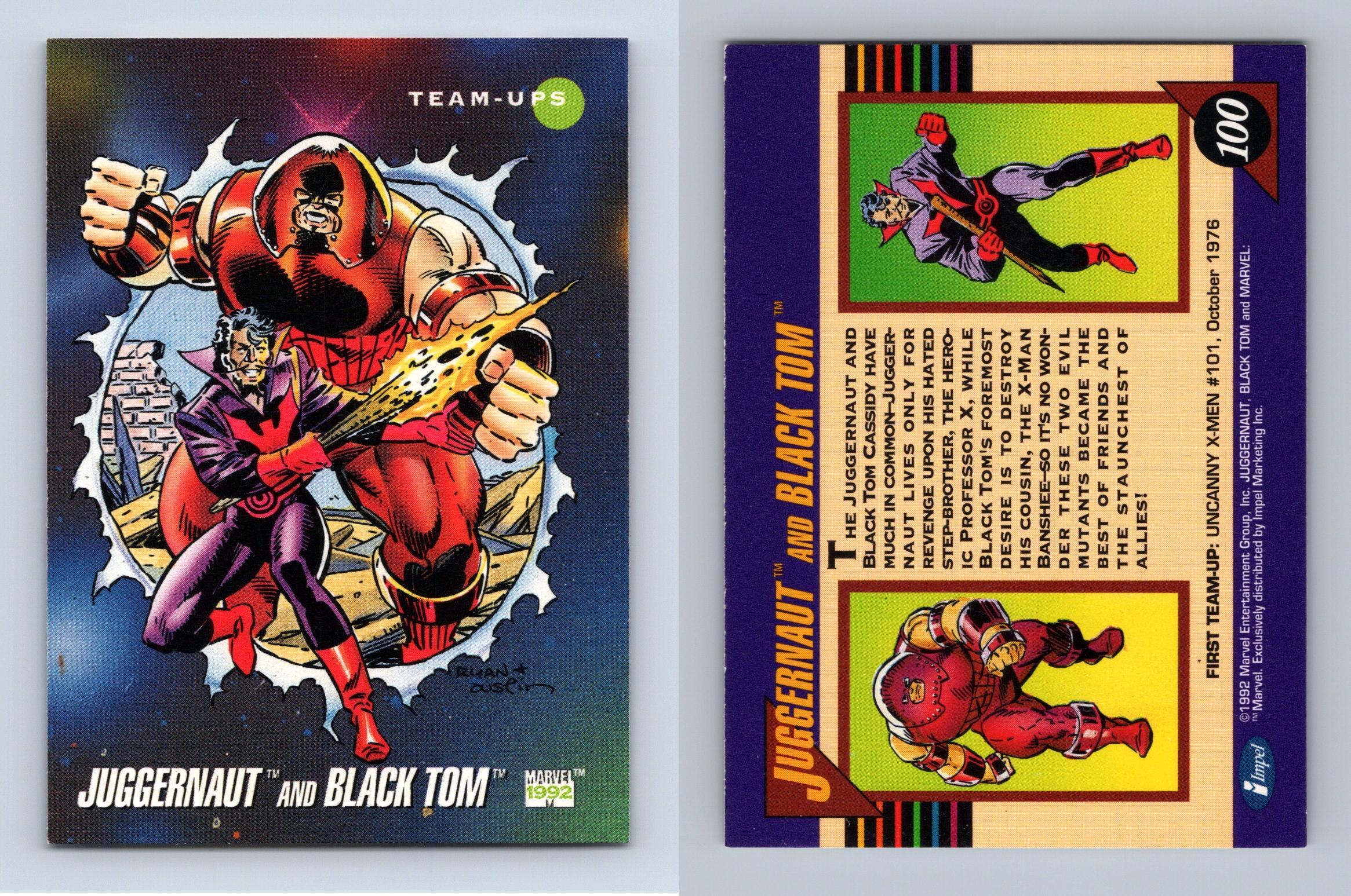 Juggernaut & Black Tom #100 Marvel Universe 1992 Impel Trading Card