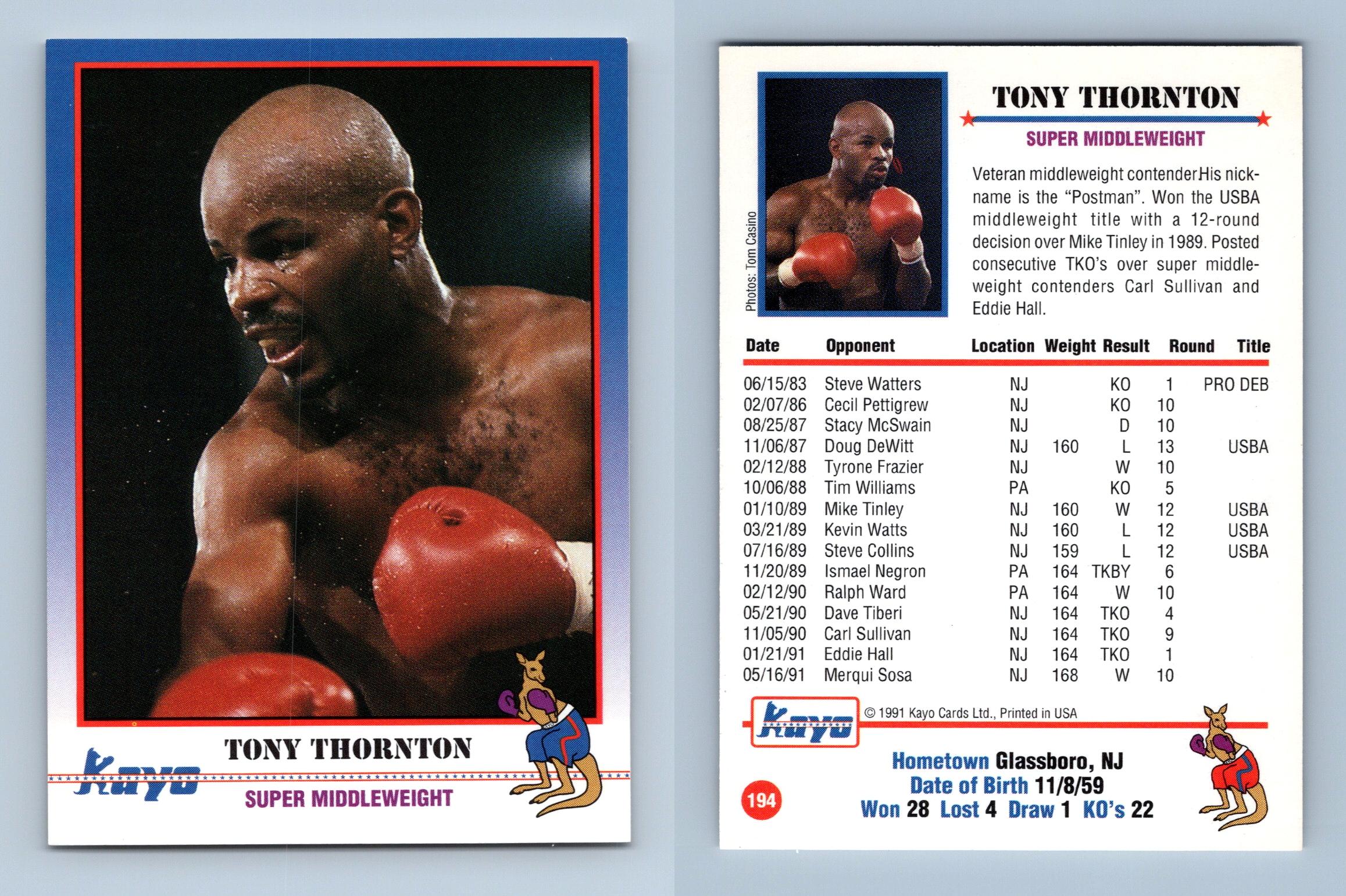 Tony Thornton #194 Kayo Boxing 1991 Trading Card