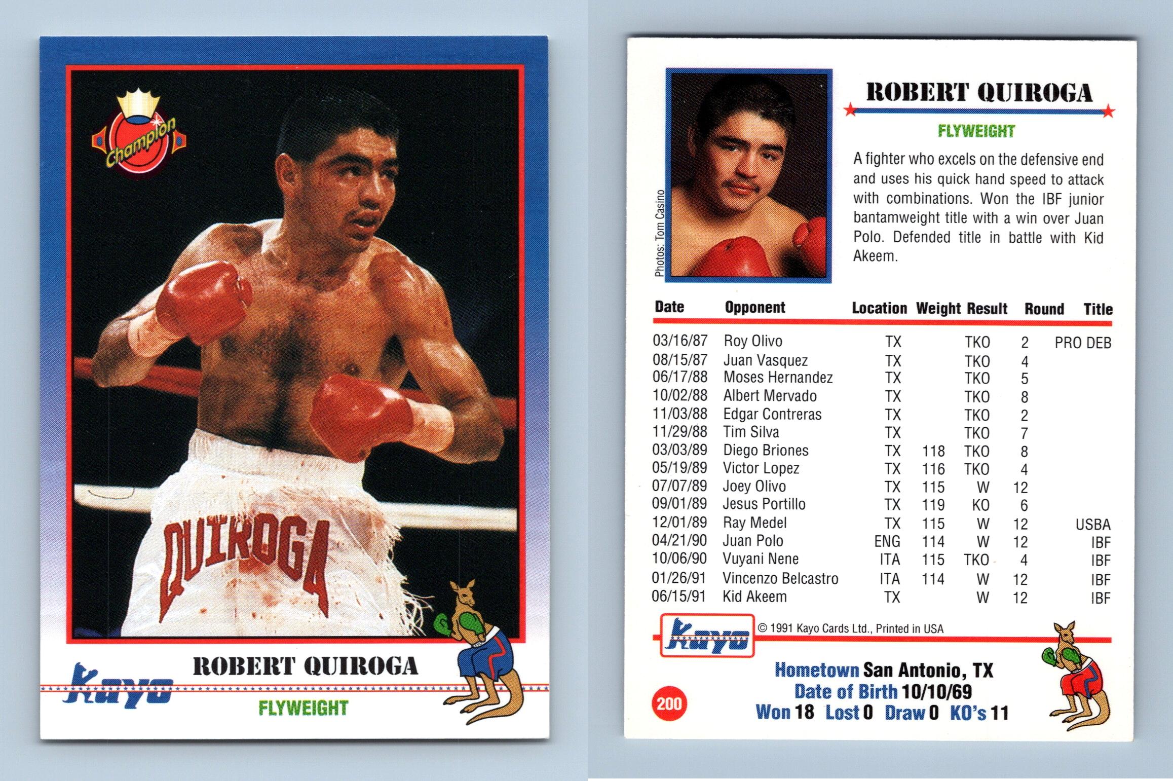 Robert Quiroga #200 Kayo Boxing 1991 Trading Card