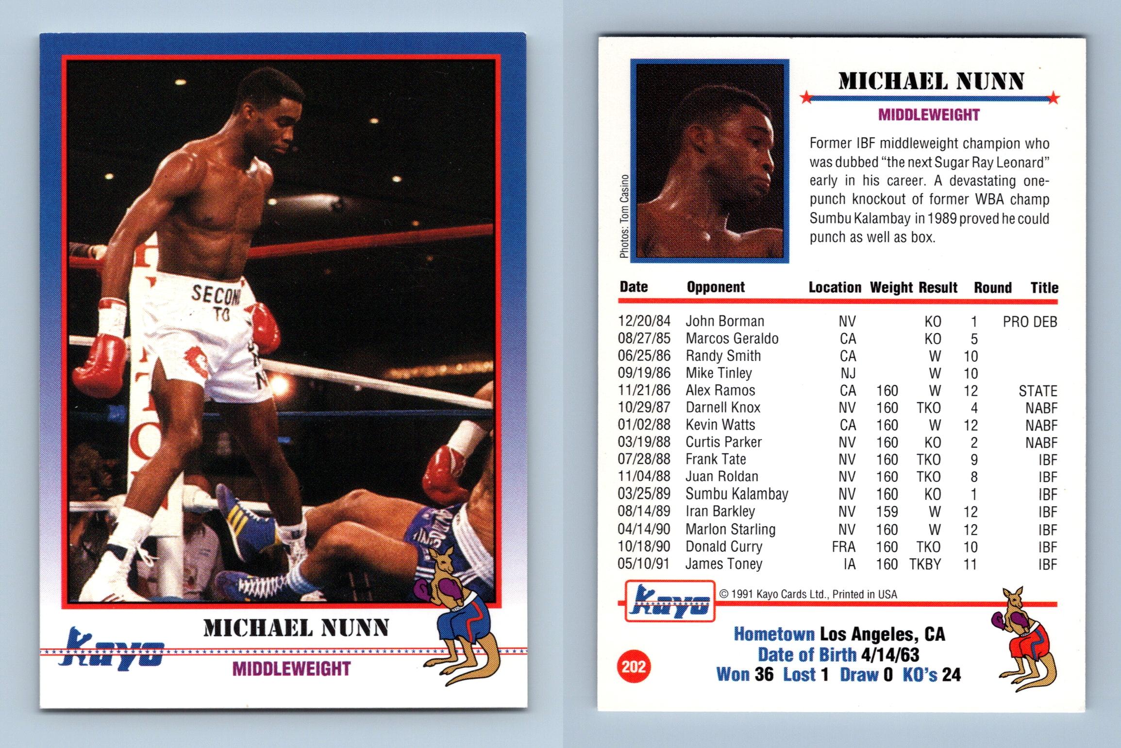 Michael Nunn #202 Kayo Boxing 1991 Trading Card