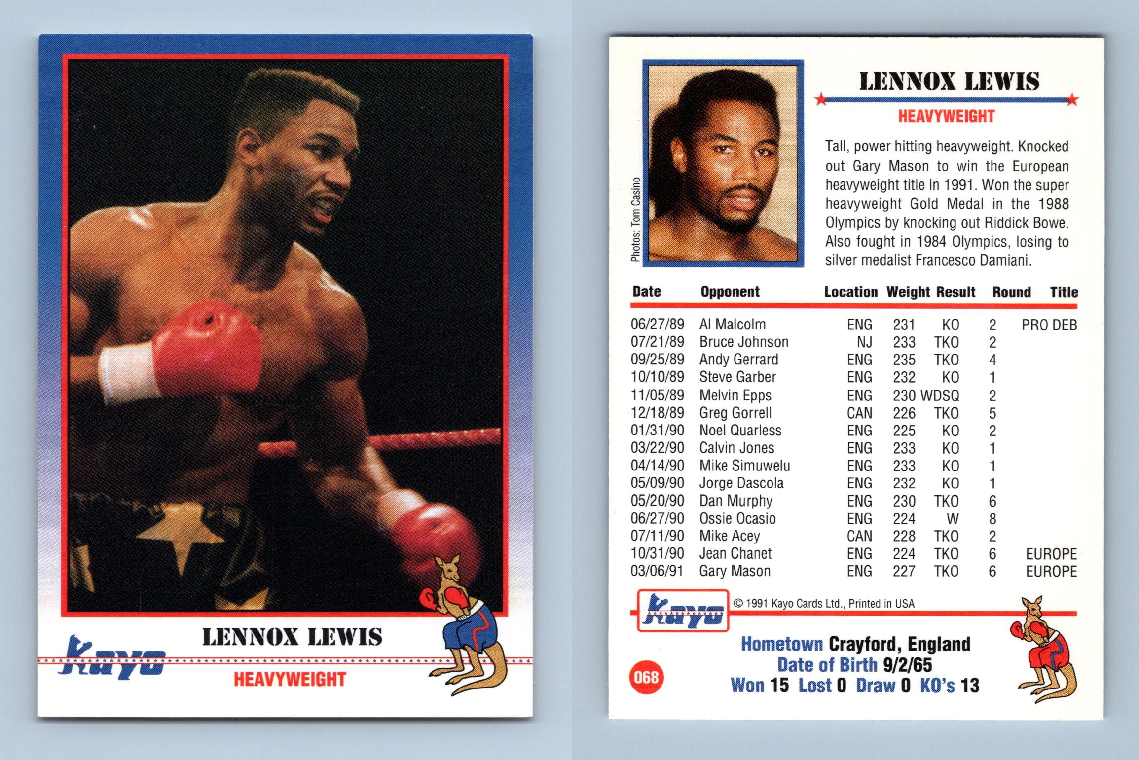 Lennox Lewis #68 Kayo Boxing 1991 RC Trading Card