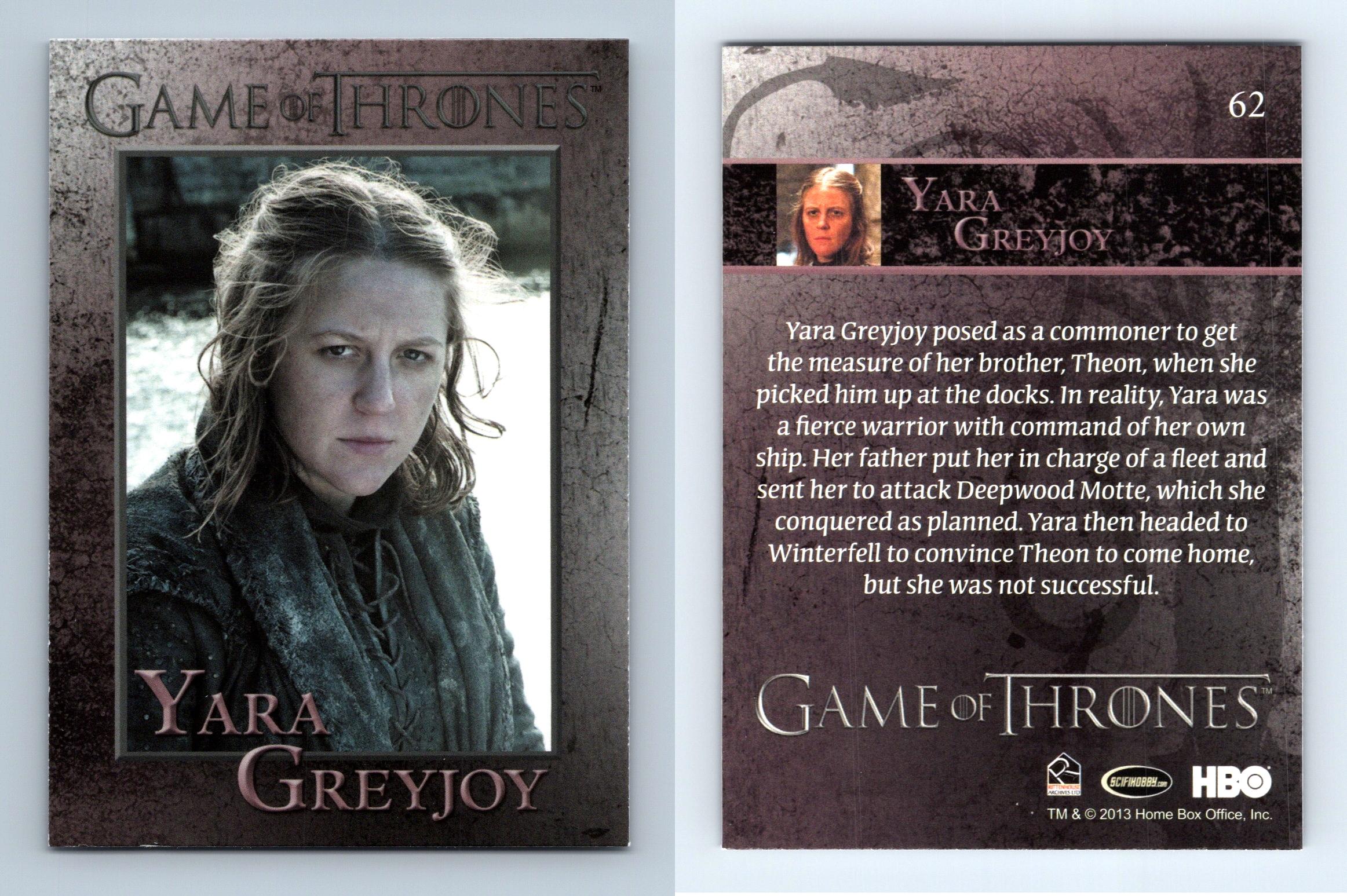 Yara Greyjoy #62 Game Of Thrones Season 2 Rittenhouse 2013 Trading Card