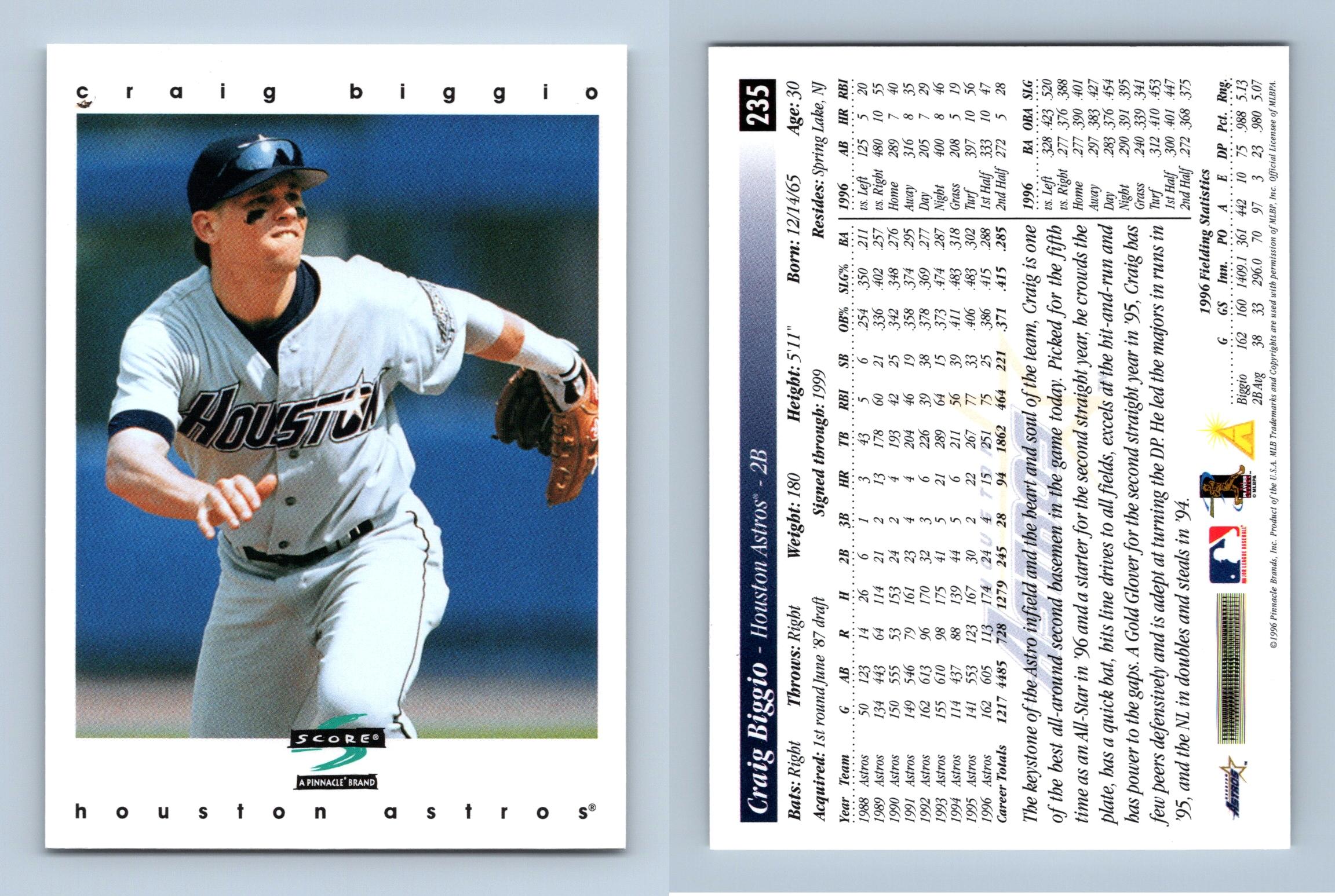 Craig Biggio - Astros #235 Score 1997 Baseball Trading Card