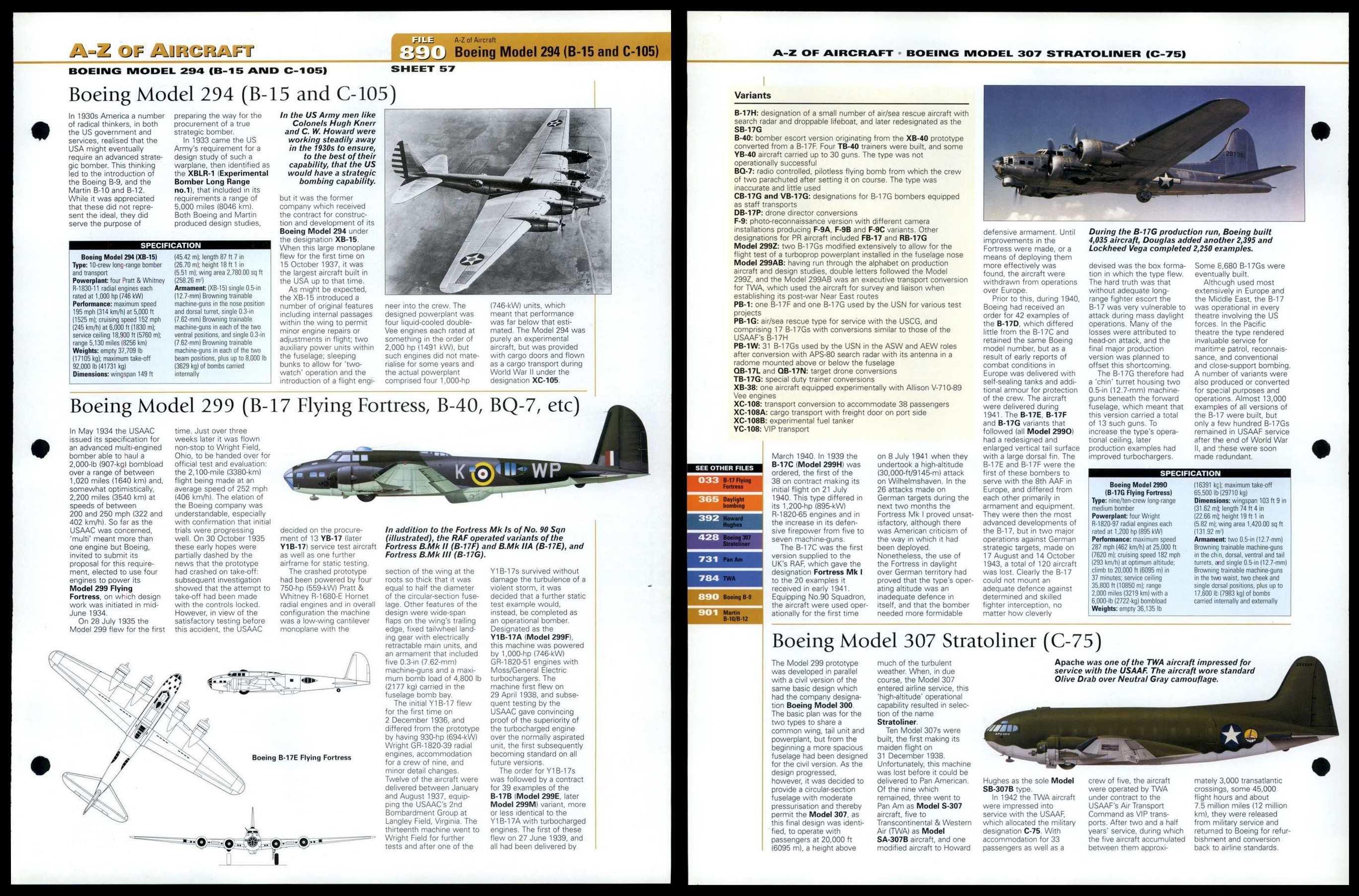 Boeing Model 294 - Model 307 - A-Z #890 World Aircraft Information Page